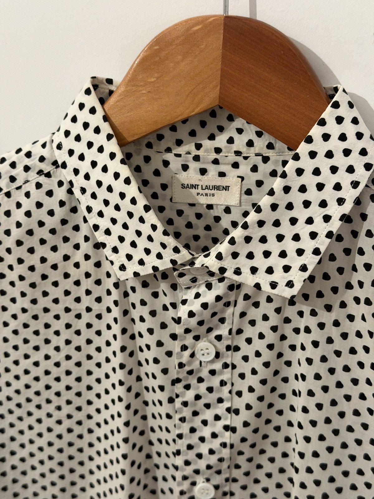 Saint Laurent Paris Saint Laurent 2012 Heart Pattern Shirt White/Black Size US S / EU 44-46 / 1 - 2 Thumbnail