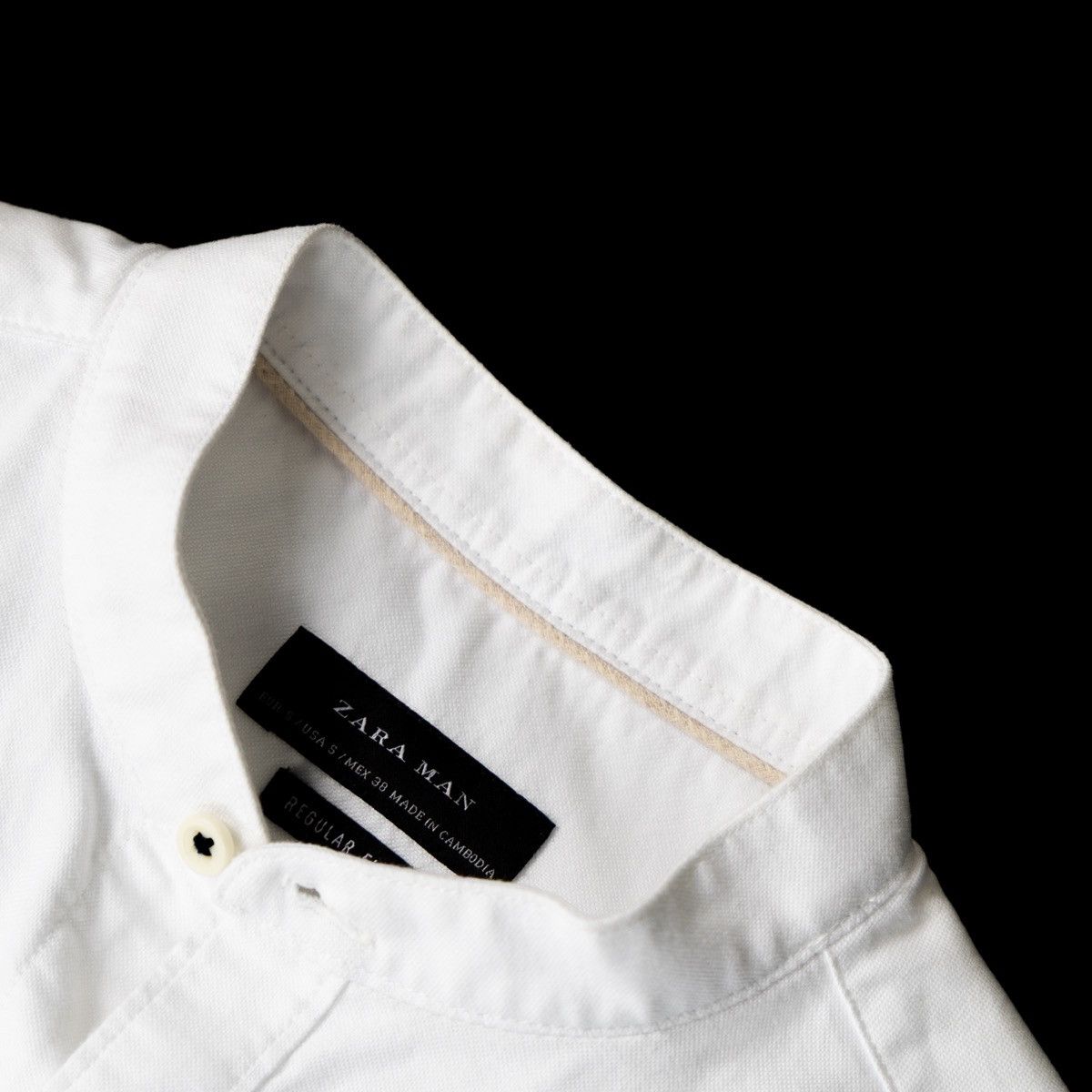 Zara Zara Man White Shirt Band Collar Elbow Patch Button Up LS Size US S / EU 44-46 / 1 - 5 Thumbnail
