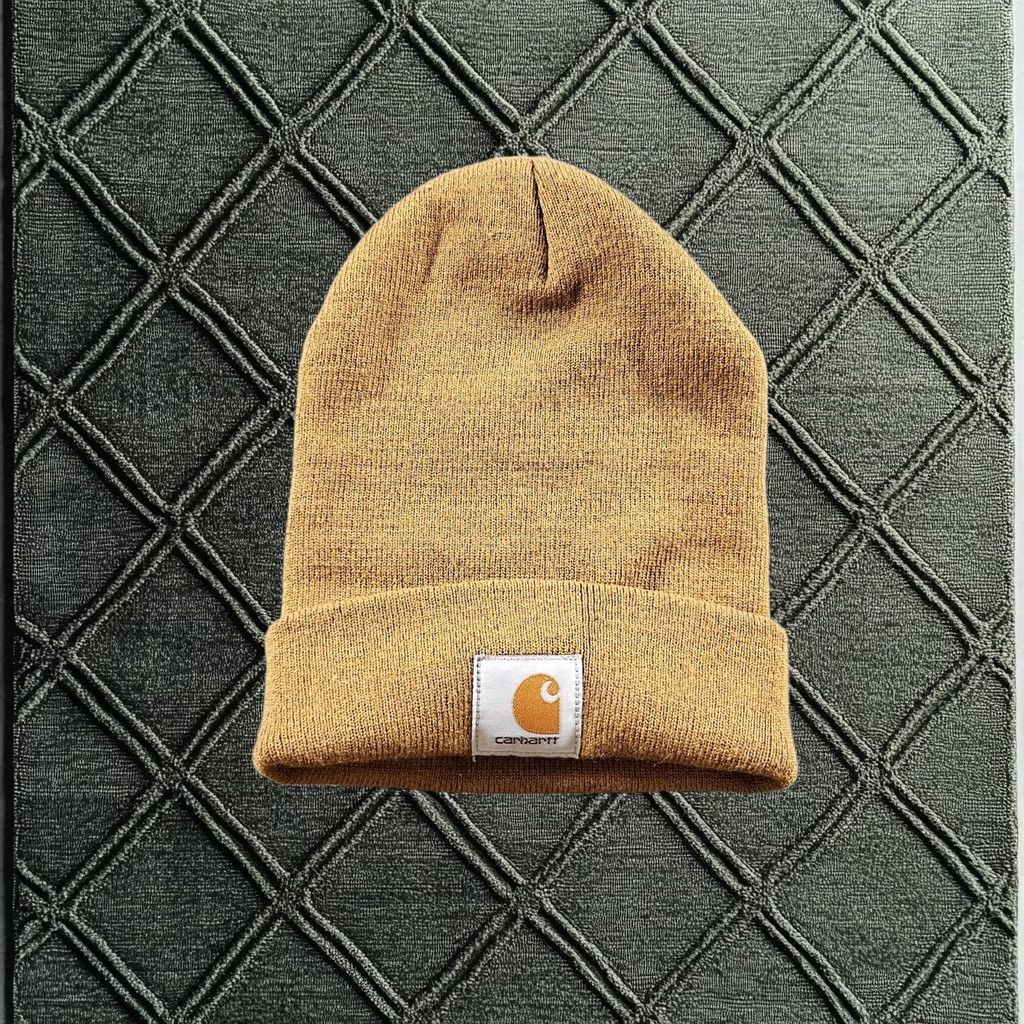 Carhartt Beanie Hat Brown One Size Mens Acrylic Thermal Winter Workwear A18 Knit, Men's