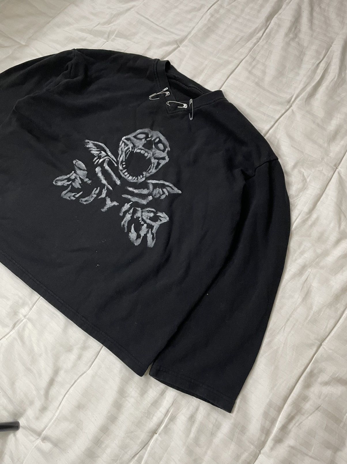 Handmade Custom Made Hand Painted Punk Skeleton Sweatshirt Anarchy Size US XL / EU 56 / 4 - 2 Thumbnail