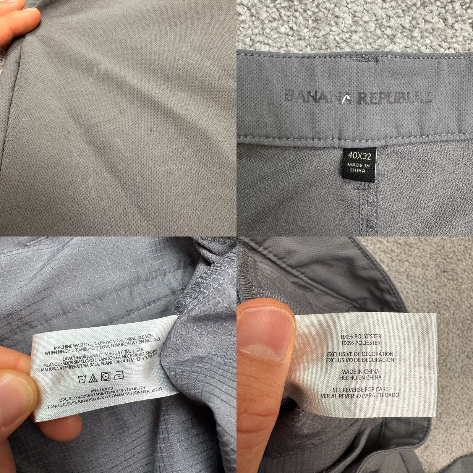 Banana Republic Banana Republic Slim Fit 5-Pocket Pants Mens 40x32 Gray Polyester Chino Slim Bib? Size US 40 / EU 56 - 9 Thumbnail