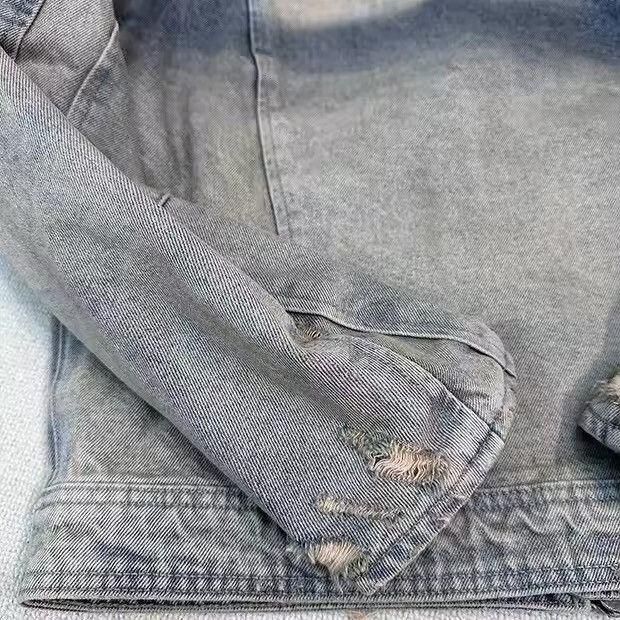 Japanese Brand × Vintage Collarless wash denim motorcycle jacket Size US M / EU 48-50 / 2 - 15 Thumbnail