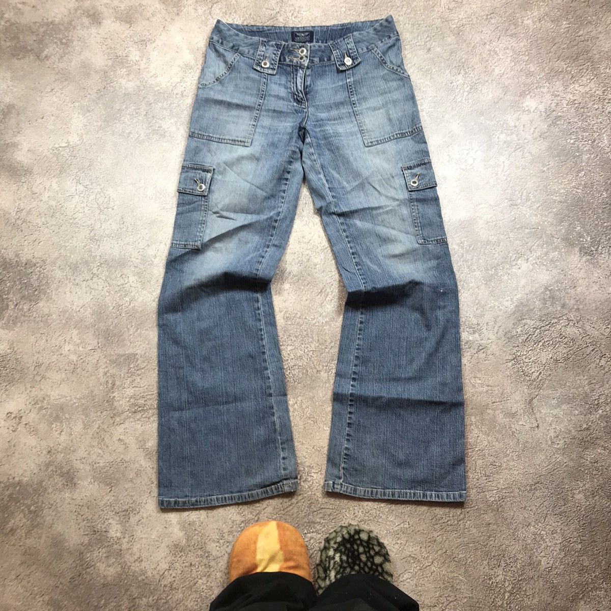 Vintage Y2K Baggy Distressed Cargo Pants Faded Blue Skate Graphic 28 Size 28" / US 6 / IT 42 - 2 Thumbnail