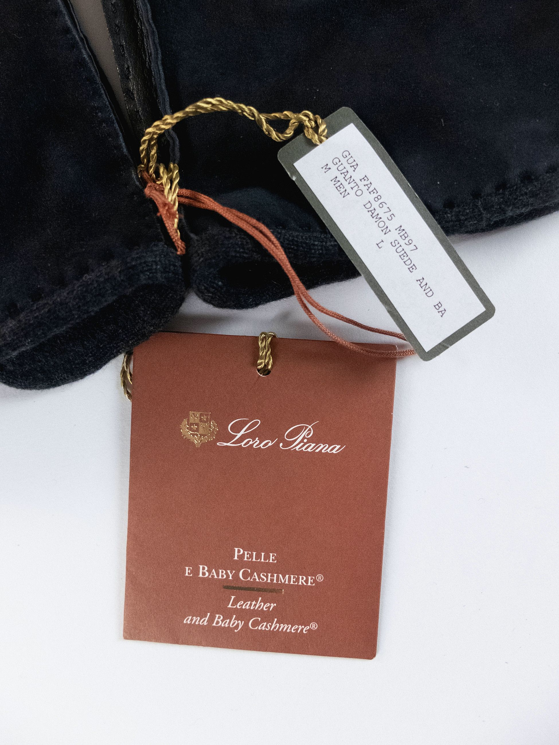 Loro Piana LORO PIANA navy blue suede leather & baby cashmere gloves Size ONE SIZE - 2 Thumbnail
