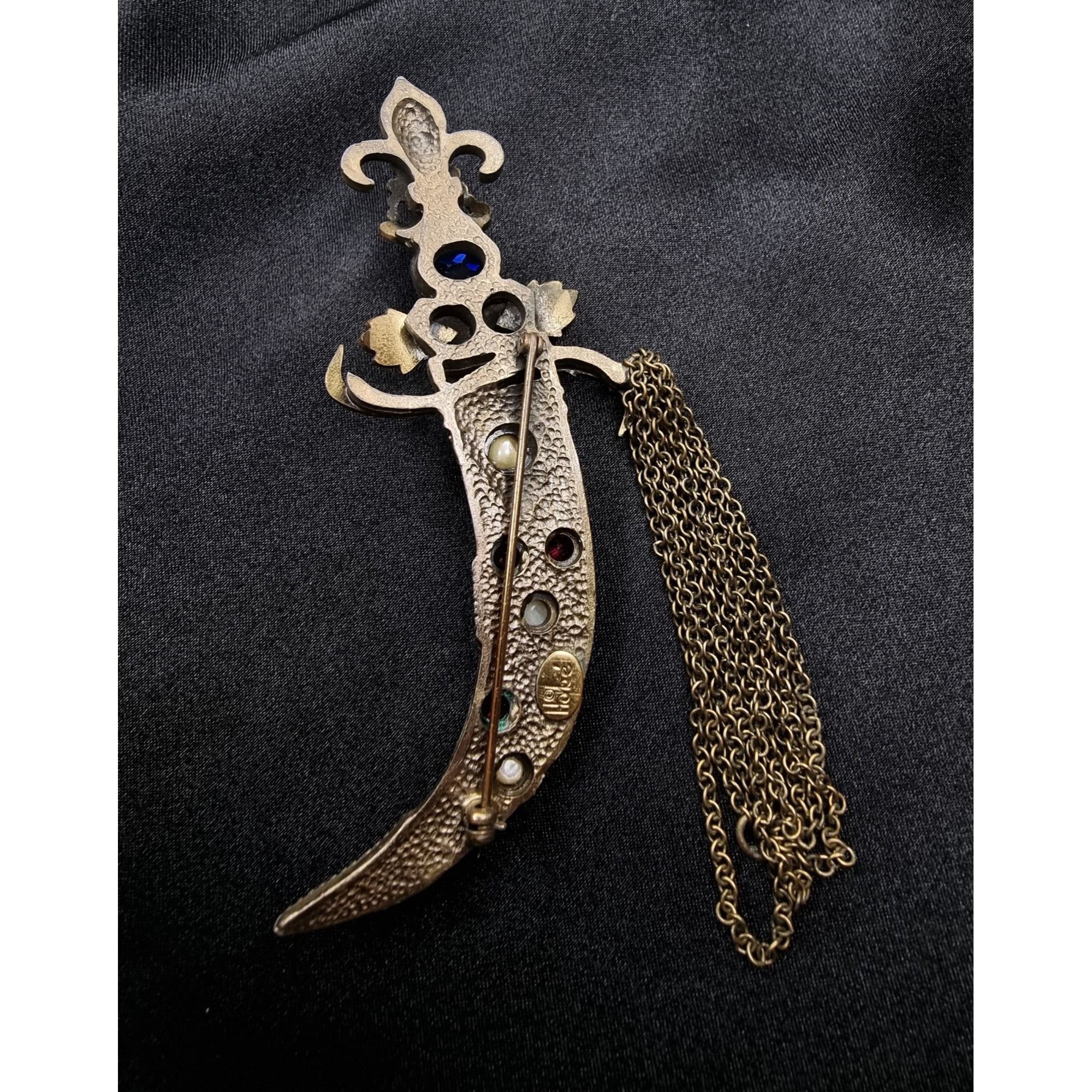Vintage Rare Find Vintage 1940s-1950s HOBE Signed Jeweled Sword Broo Size ONE SIZE - 6 Thumbnail