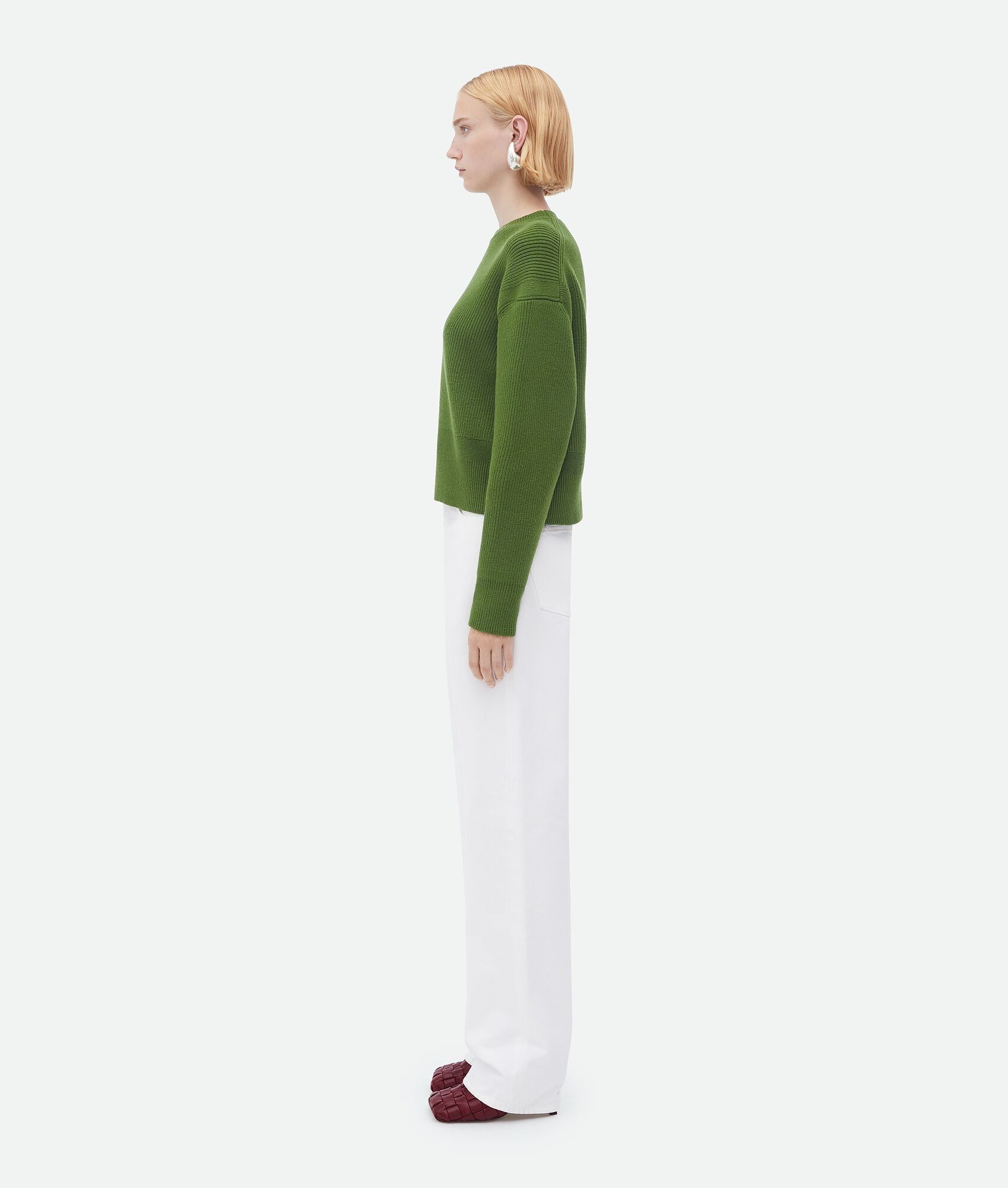 Bottega Veneta o1w1db10825 English Rib Cashmere Jumper in Green Size XL / US 12-14 / IT 48-50 - 2 Thumbnail