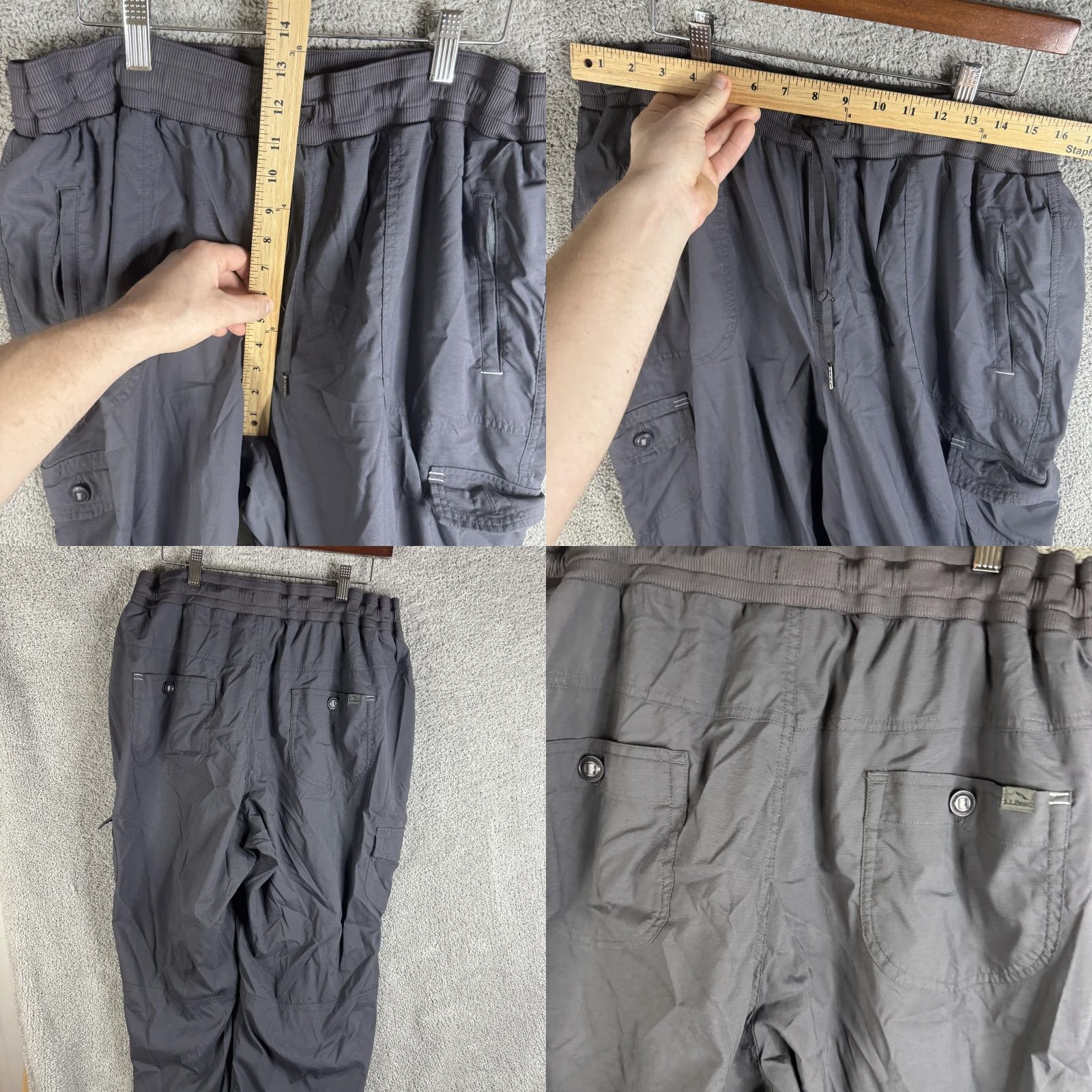 Vintage L.L. Bean Cargo Pants Mens 2XL Gray Nylon Elastic Waist Travel Hiking Outdoor Size US 39 - 8 Thumbnail