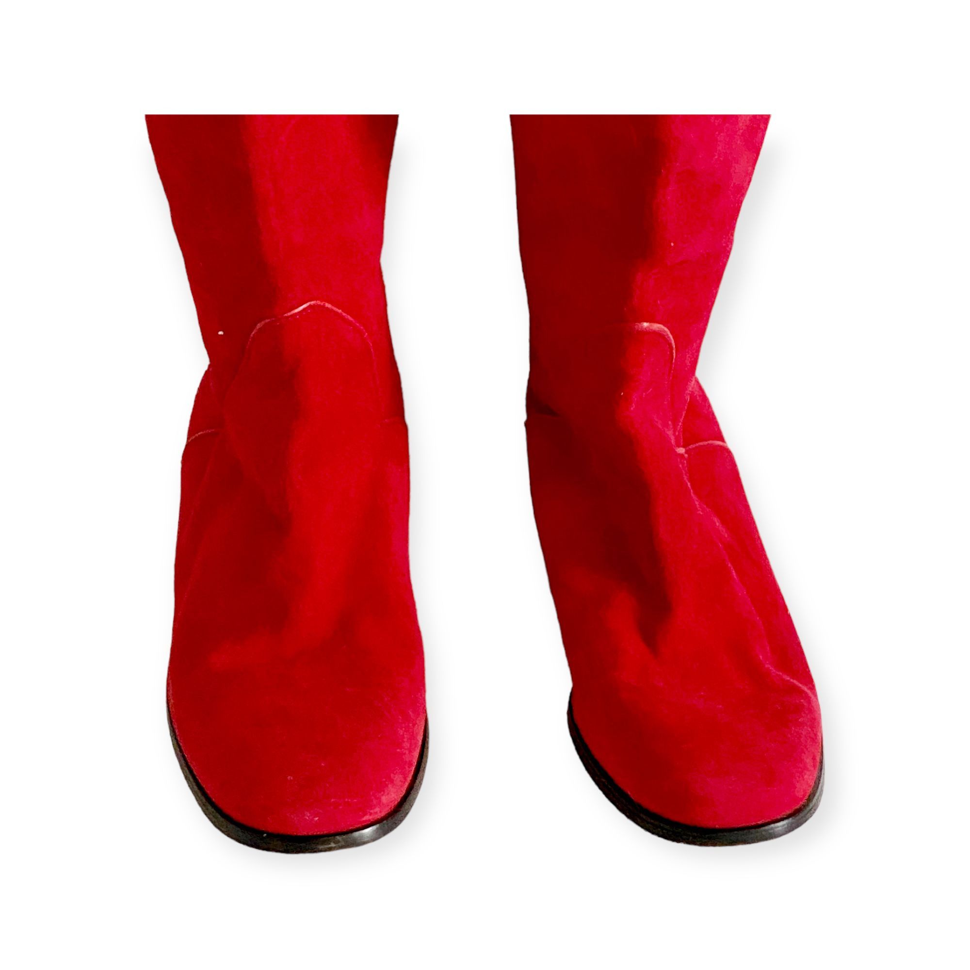 Yves Saint Laurent Vintage Yves Saint Laurent red suede long boots, Size 7 Size US 7 / IT 37 - 13 Thumbnail