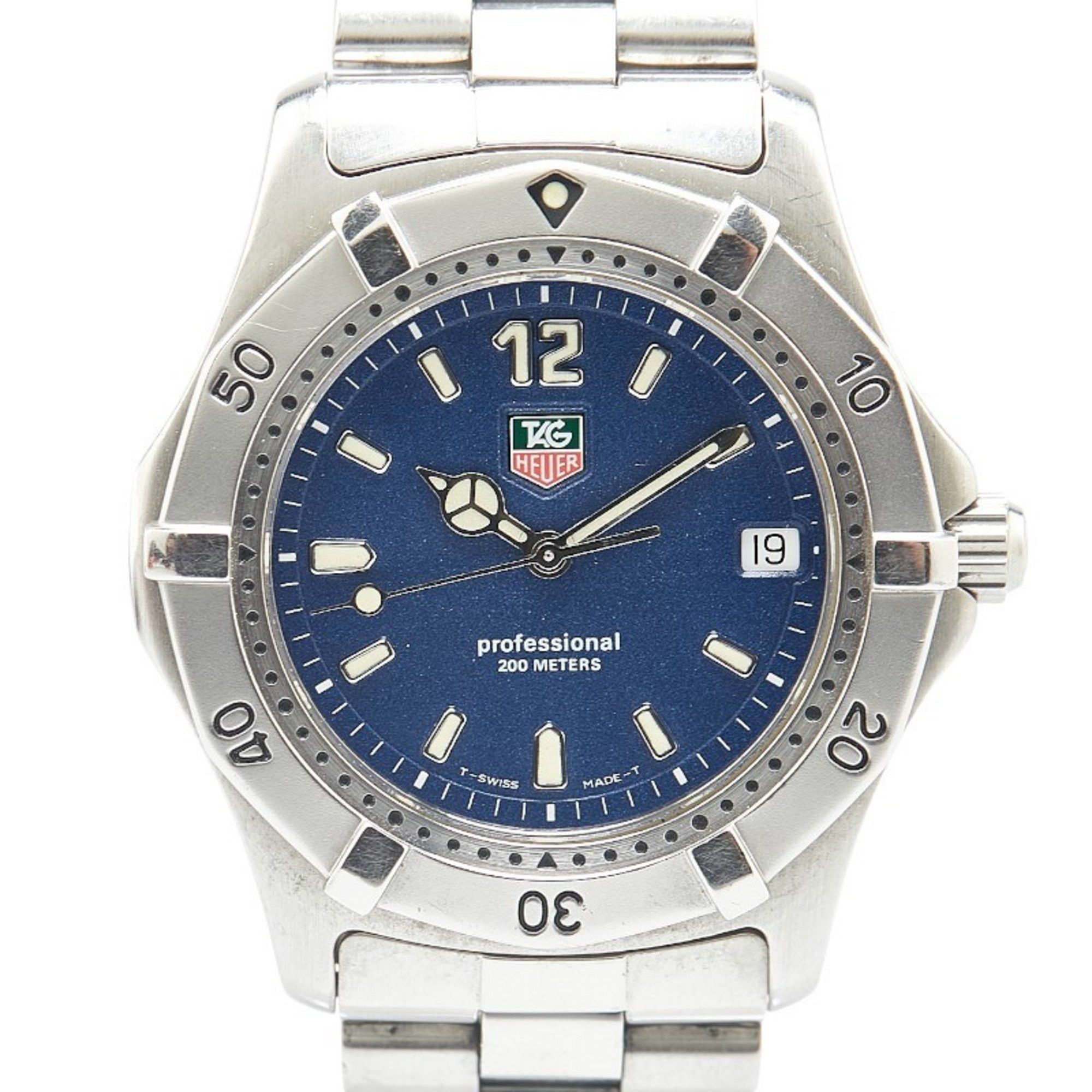 Tag Heuer Professional Watch Wk1113 Quartz Navy Dial Stainless Steel Men's Heuer in Silver