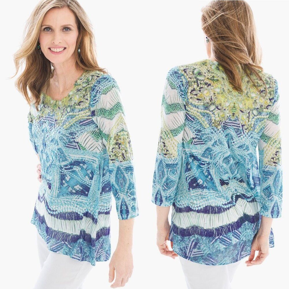 Chicos New Chico's Embroidered Inset Top Size 1 US M Size M / US 6-8 / IT 42-44 - 1 Thumbnail
