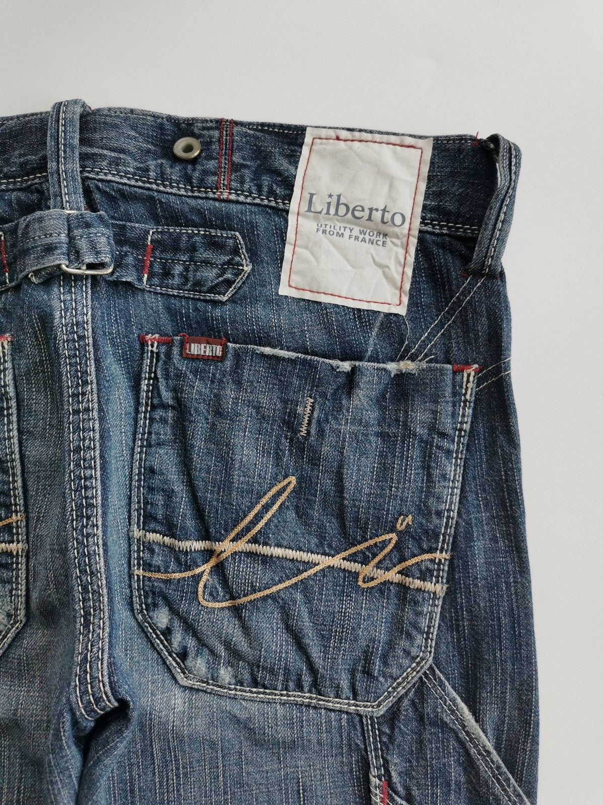 Edwin Liberto Utility Work Carpenter Distressed Ankle Jeans Size US 32 / EU 48 - 2 Thumbnail