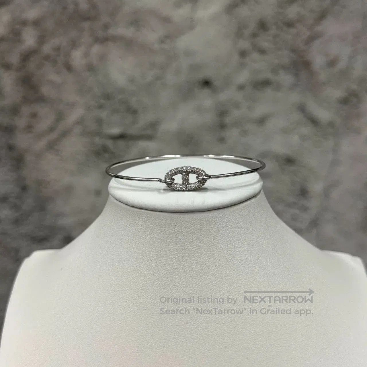 Hermes Hermes Full Diamond Pig Nose Platinum Bangle. Size ONE SIZE - 1 Thumbnail