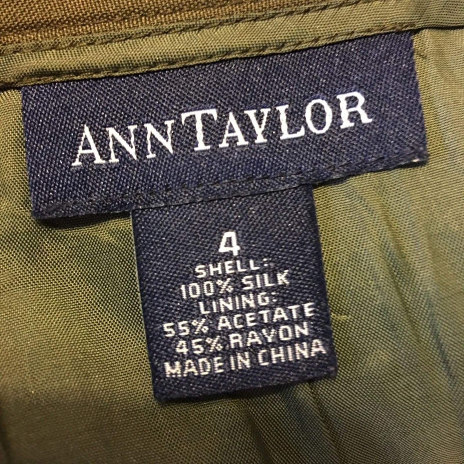 Ann Taylor Ann Taylor khaki green silk skirt 4 Size 27" / US 4 / IT 40 - 4 Thumbnail
