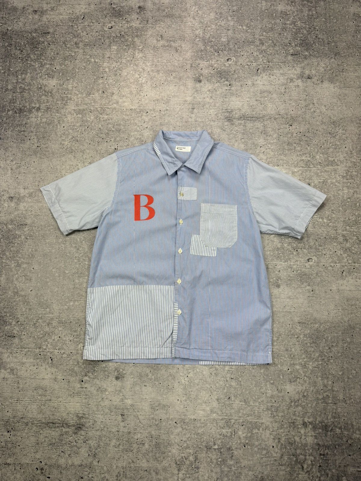 Universal Works Vintage Universal Works Big Logo Patchwork Button Shirt Y2K Size US S / EU 44-46 / 1 - 2 Thumbnail