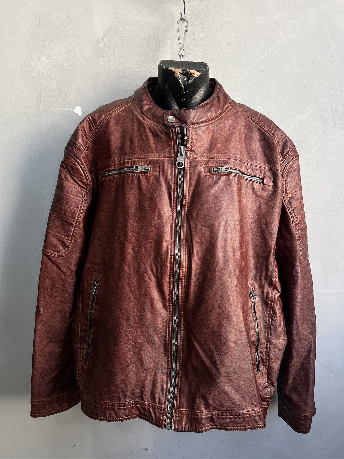 14th Addiction Moto zipper 14th addiction style washed y2k leather jacket Size US XL / EU 56 / 4 - 1 Thumbnail