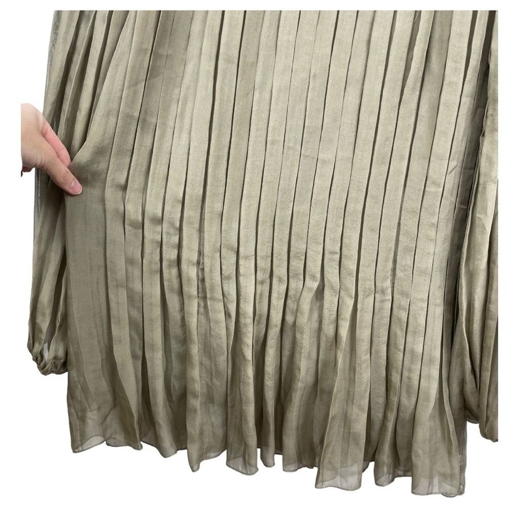 Other ANDY The-Ahn 100% Silk Pleated Olive Tunic Size 10 Size L / US 10 / IT 46 - 9 Thumbnail