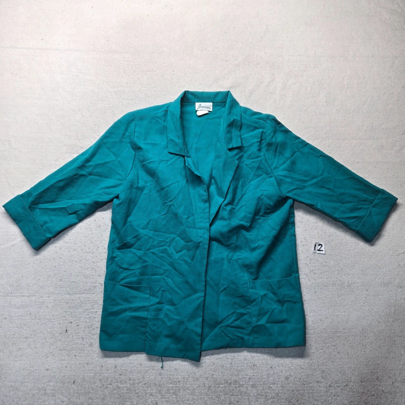 Vintage Joanna Blazer Open Collared 3/4 Sleeve Blue Large Women Vintage Jacket /> Size L / US 10 / IT 46 - 2 Thumbnail