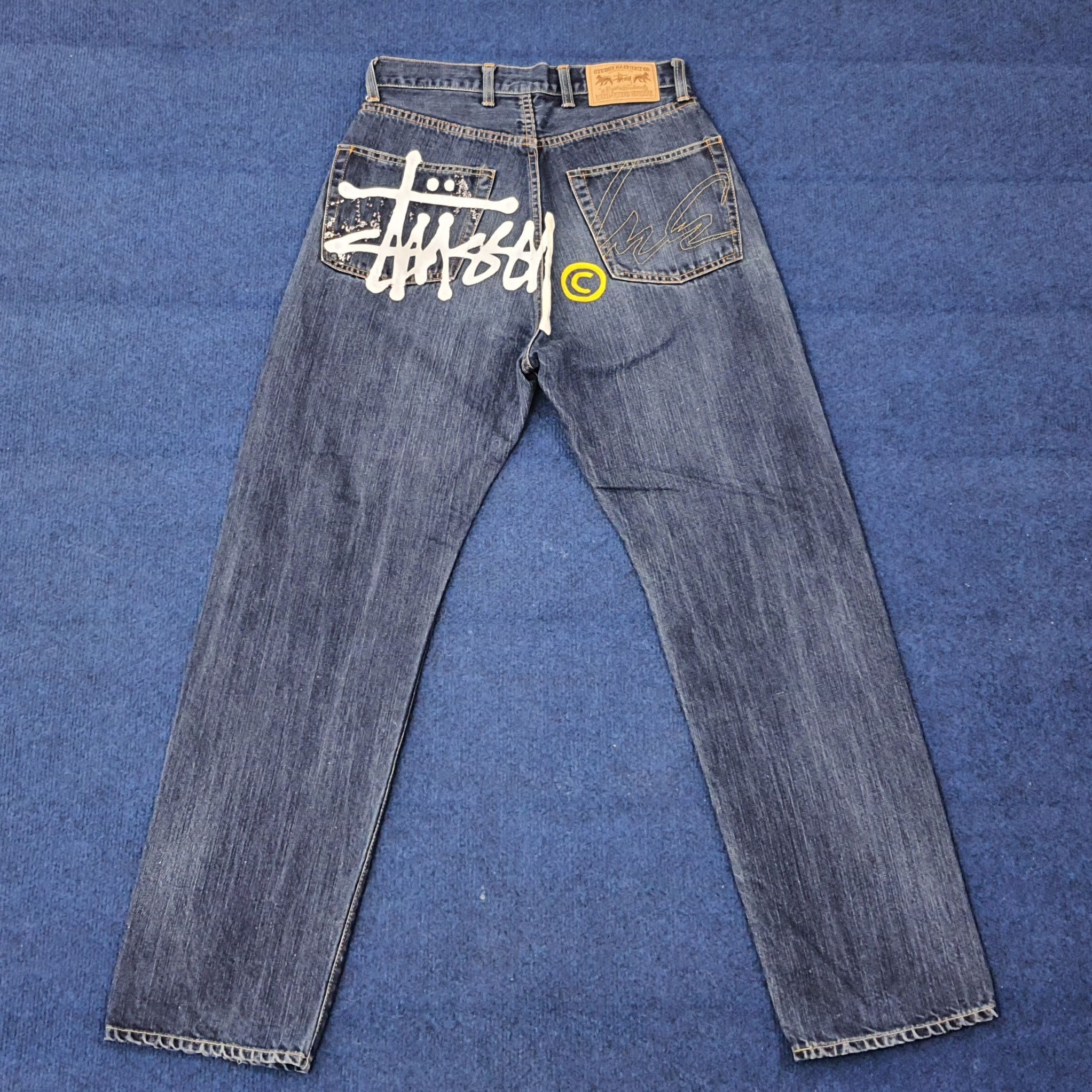 Stussy Vintage Stussy x Futura Rare Custom Logo Jeans C228N33 Size US 27 - 1 Thumbnail