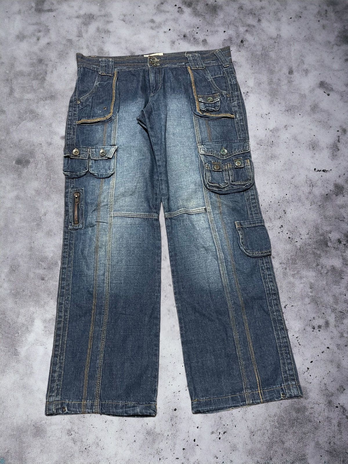 Image of Avant Garde x Vintage Y2K Multipocket Japanese Archive Denim Pants, Men's (Size 36)