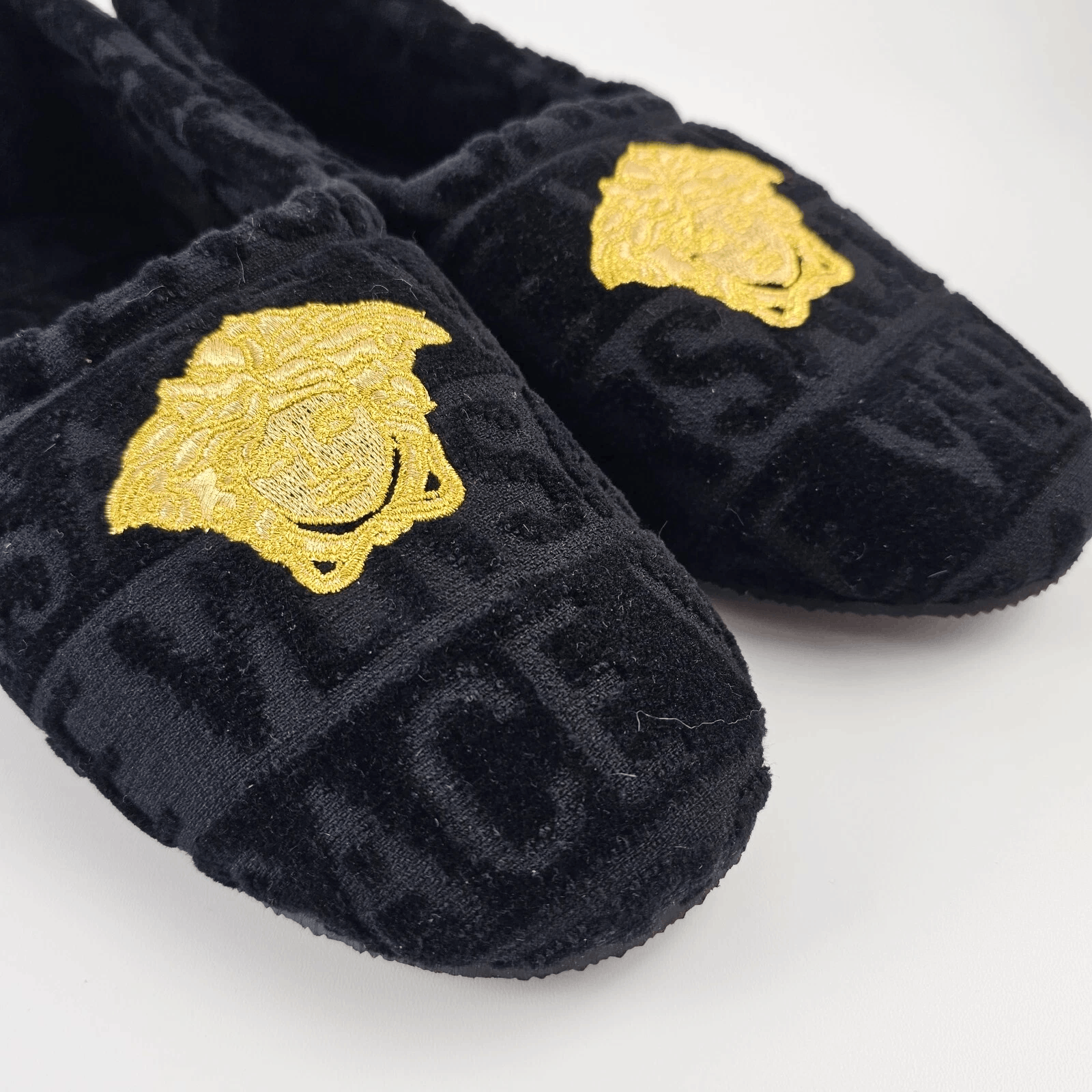 Versace VERSACE Allover Black Cotton Slippers New 37 Size US 7 / IT 37 - 4 Thumbnail