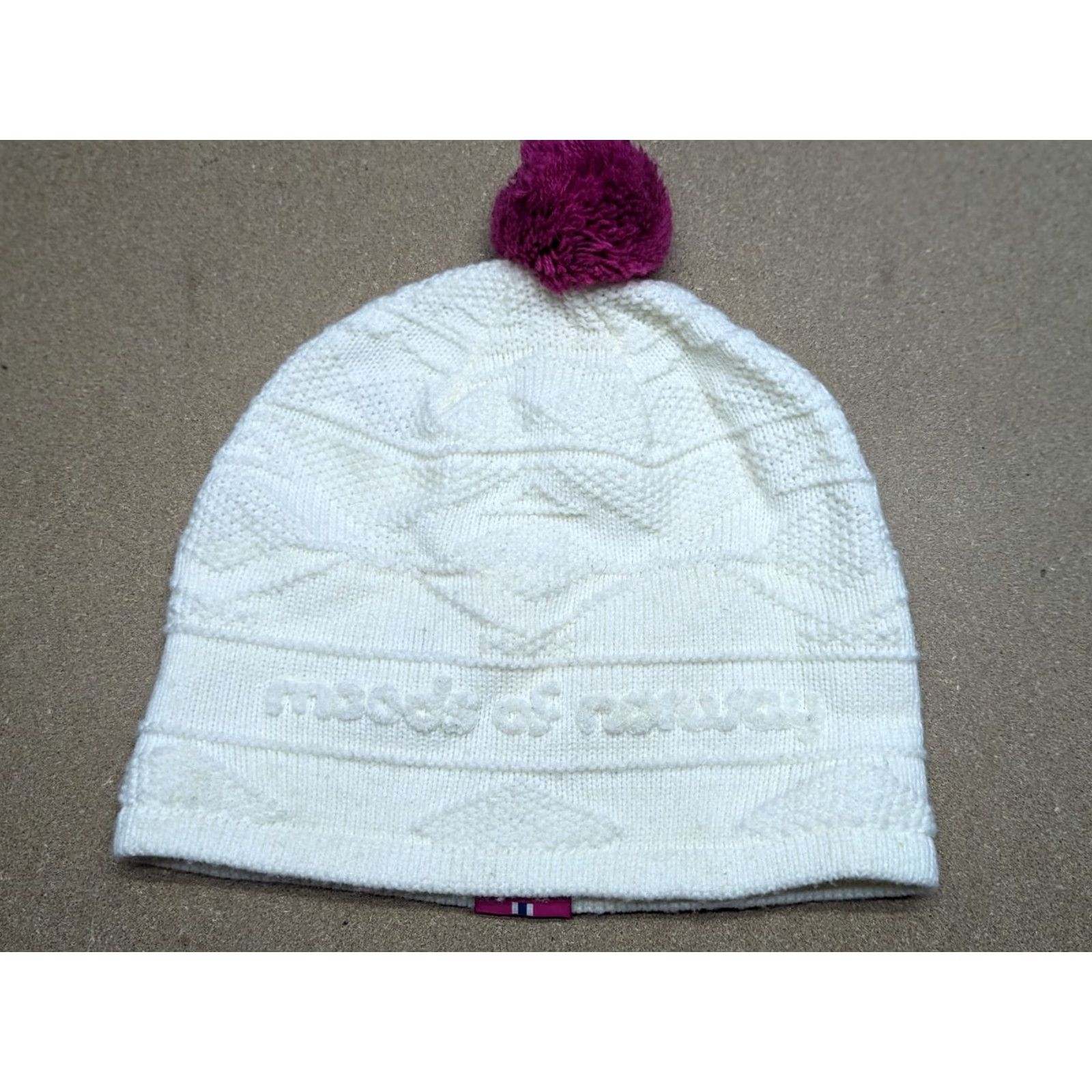 Vintage Moods of Norway Beanie Hat One Size Lined Pom Pom Spellout Knitted White Hat Adults Unisex Beanie Mens Womens Size ONE SIZE - 2 Thumbnail
