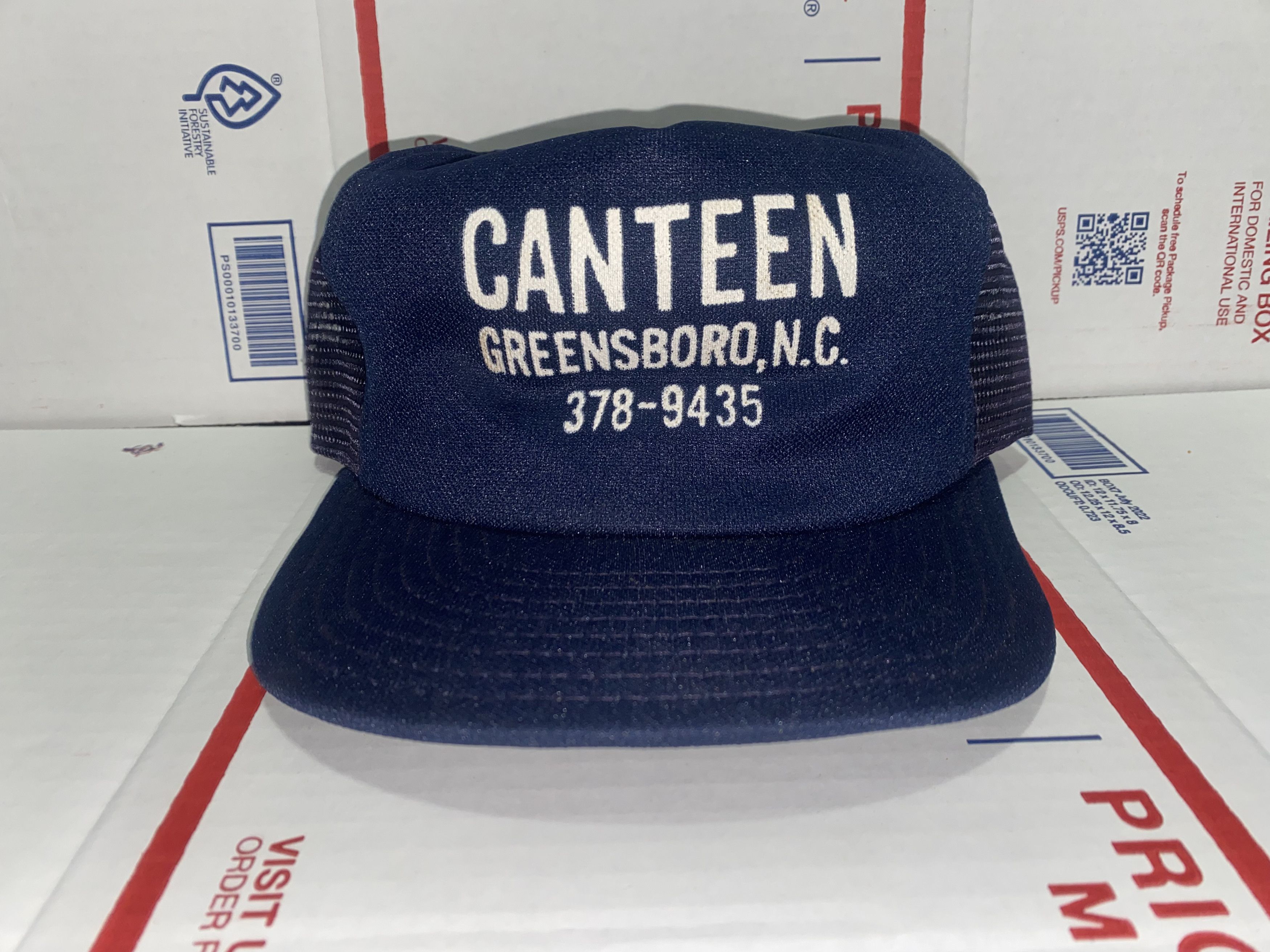 Vintage vtg Snapback Hat mesh Trucker Cap CANTEEN Greensboro NC N.C. Size ONE SIZE - 1 Thumbnail