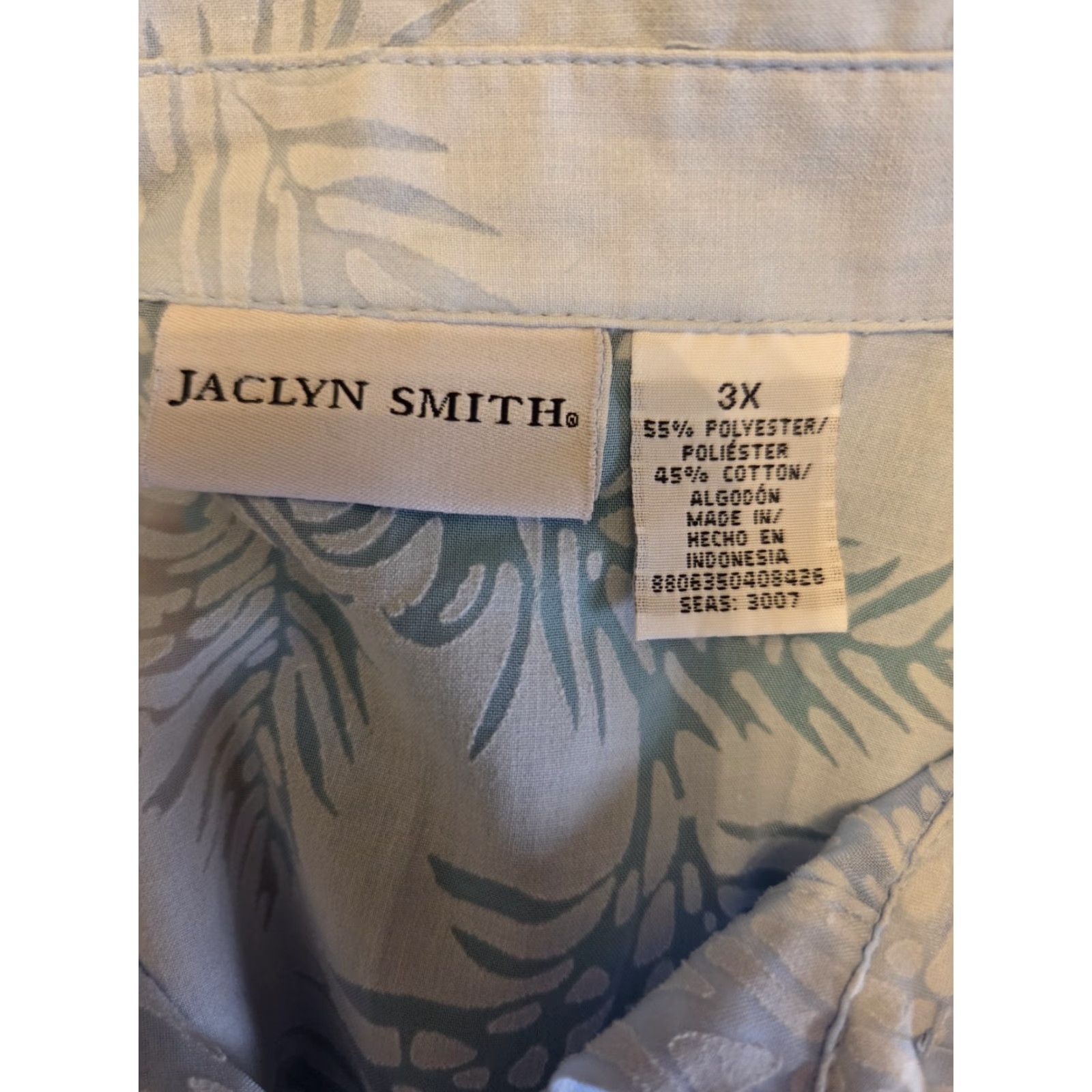 Vintage Jaclyn Smith Light Blue Botanical Long Sleeve Top Shirt 3X Plus Size XXL / US 16-18 / IT 52-54 - 7 Thumbnail