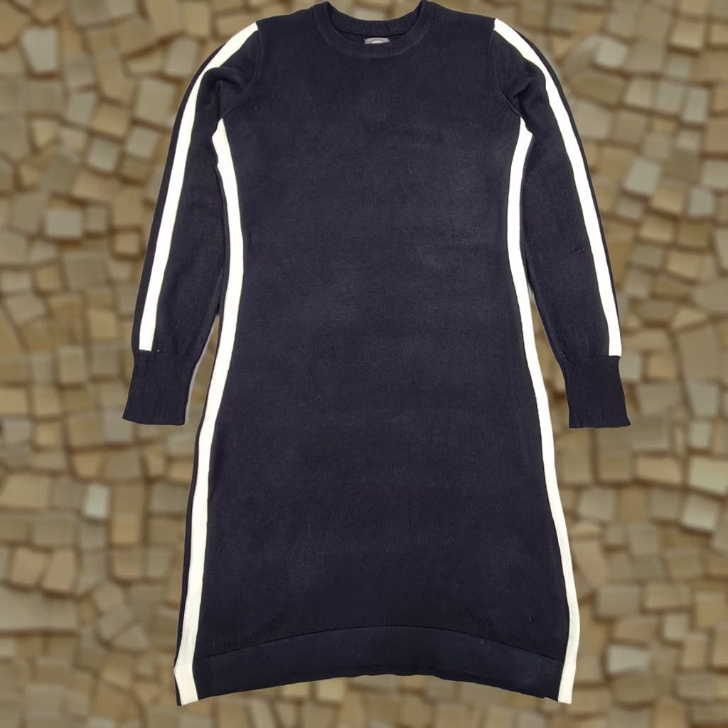 Vince Camuto Vince Camuto Womens Jumper Dress Navy Blue Small Knee Length Knit Crew Neck Long Sleeve Pullover Casual Size S / US 4 / IT 40 - 1 Thumbnail