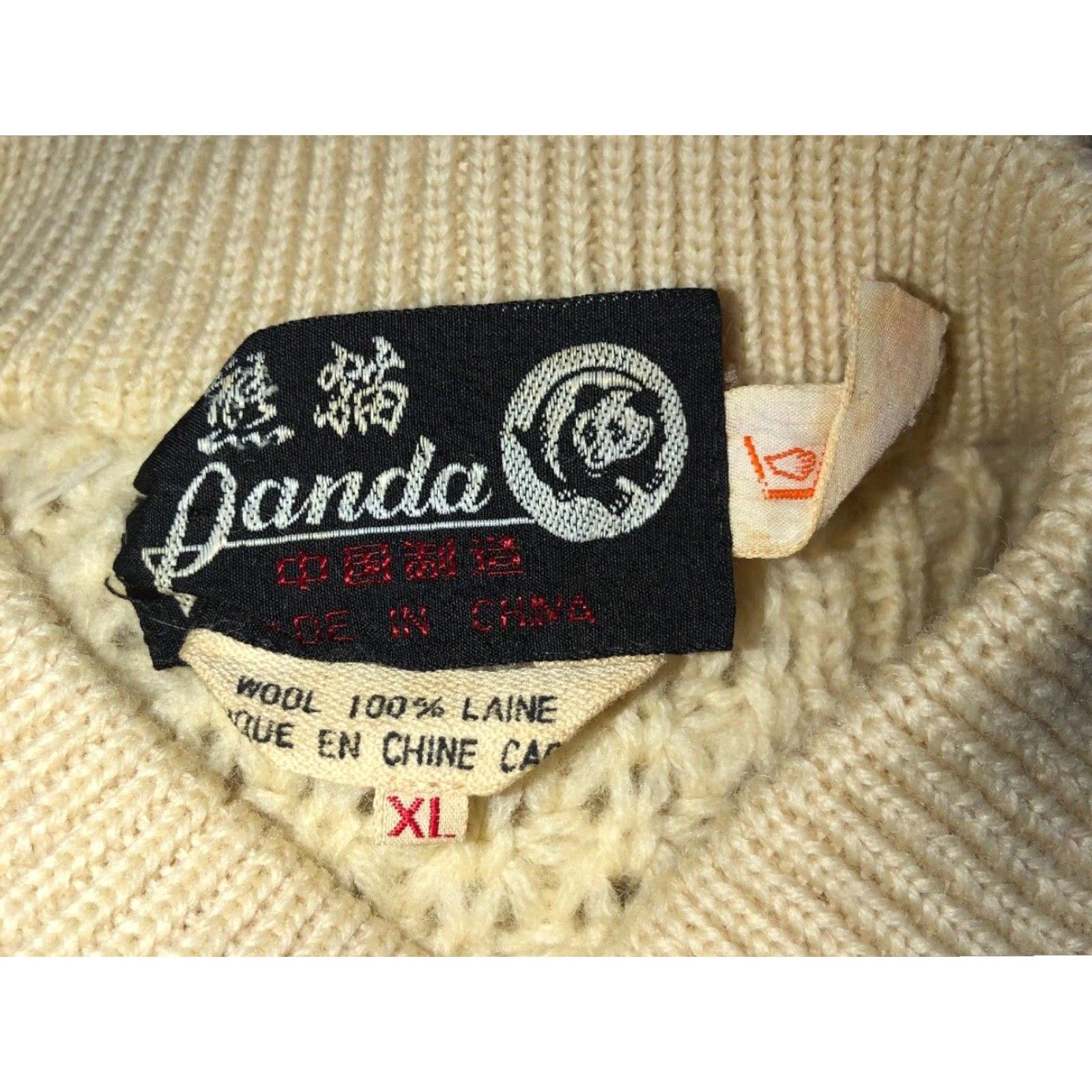 Vintage VINTAGE Panda Crewneck Cable Knit Sweater Mens Beige XL 100% Wool Size US XL / EU 56 / 4 - 5 Thumbnail