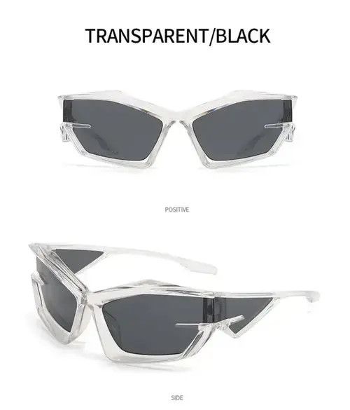Electric Visual Transparent Frame Irregular Design Sun Glasses Unisex Size ONE SIZE - 3 Thumbnail