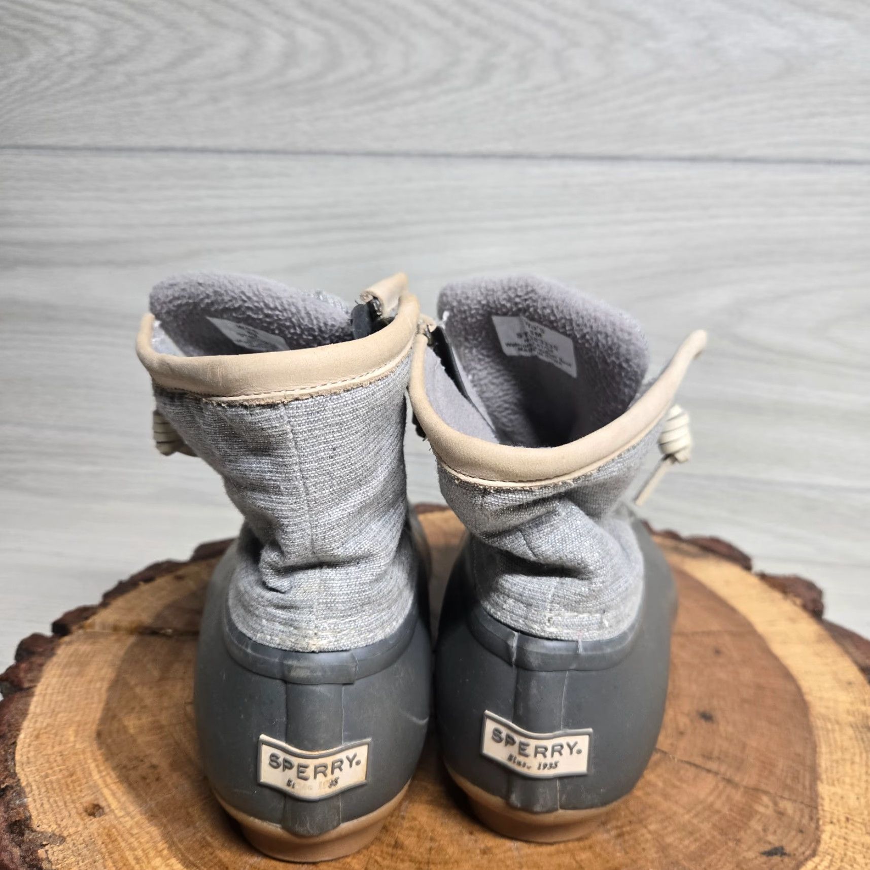 Sperry Sperry Saltwater Duck Boot Gray Emboss Wool Side Zip Adult Women 8M Waterproof Rubber/Fabric Fall Winter Shoes - Womens Boots Size US 8 / IT 38 - 4 Thumbnail