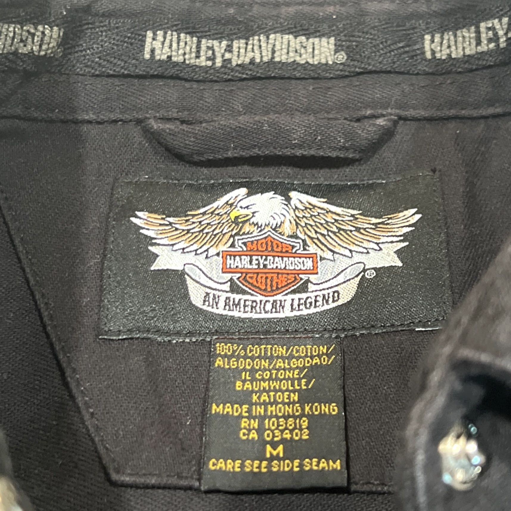 Harley Davidson VINTAGE Harley-Davidson Shirt Womens Medium Sleeveless Black Snap Logo Patch Vest Biker USA Pockets Size M / US 6-8 / IT 42-44 - 5 Thumbnail