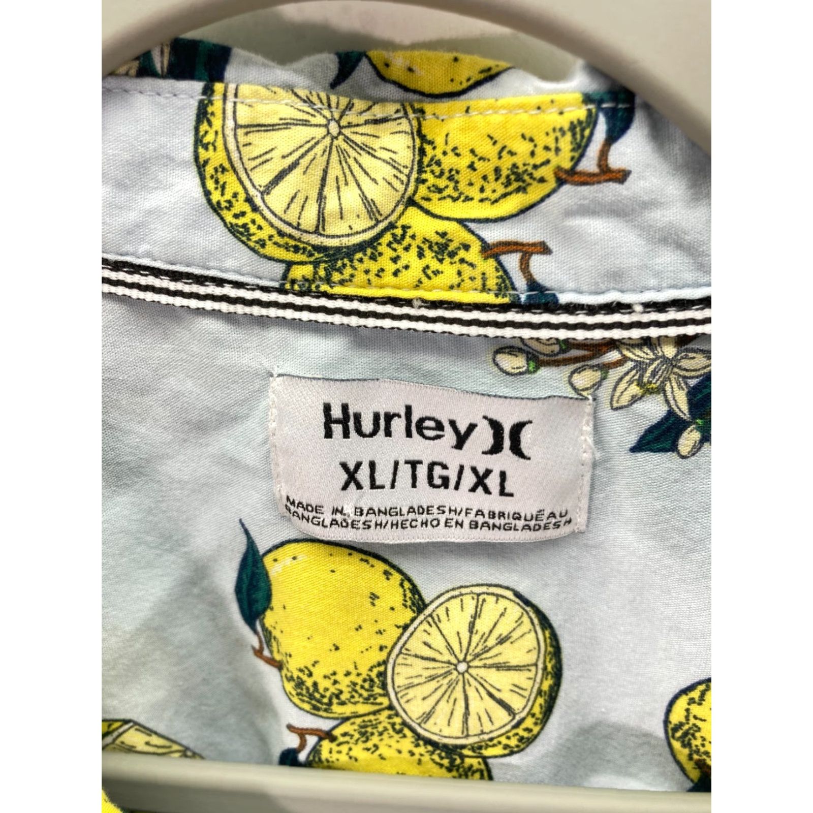 Hurley Hurley Button Up Hawaiian Shirt Mens XL Blue Lemon Sunglass Slot Pocket Slim Fit Size US XL / EU 56 / 4 - 6 Thumbnail