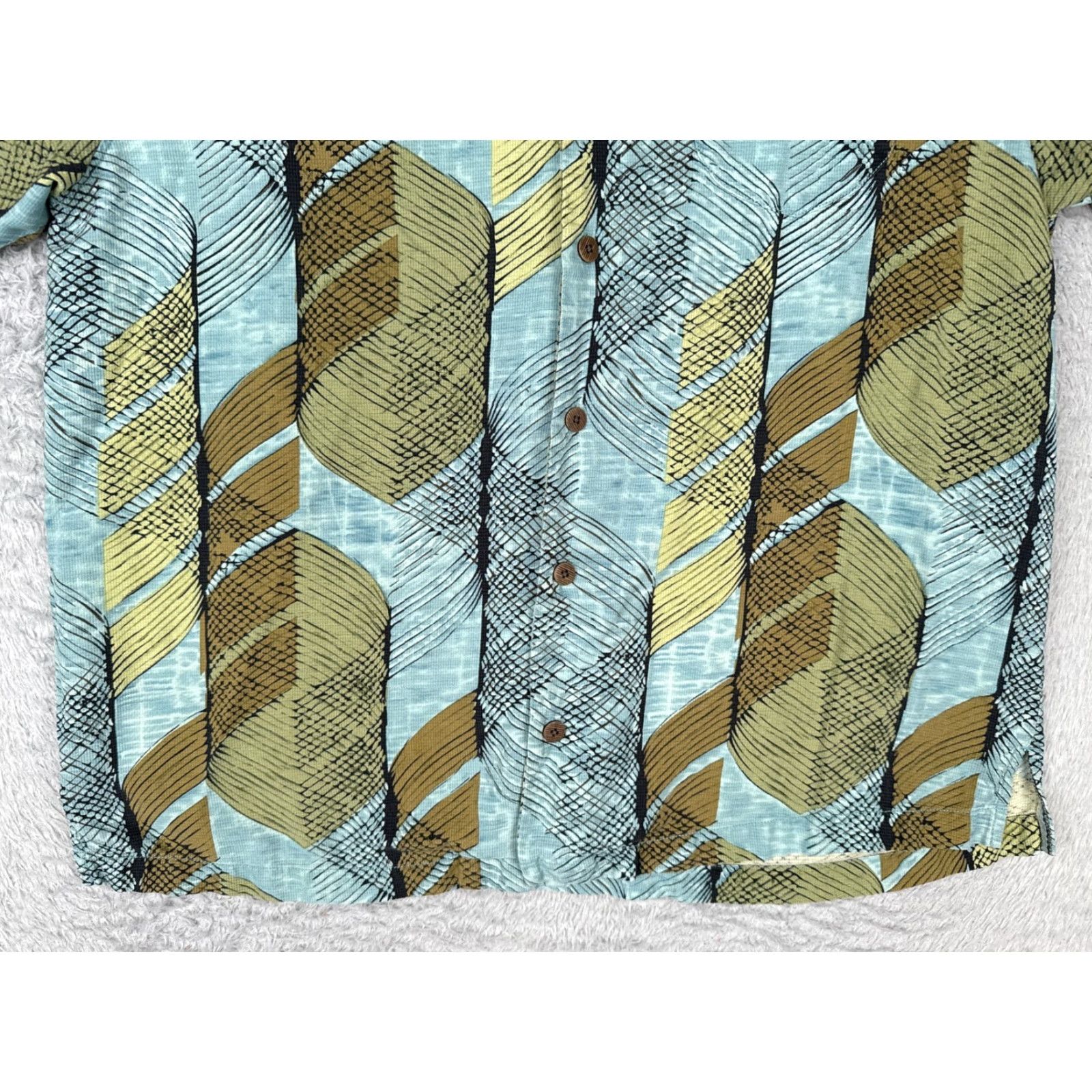Tommy Bahama Tommy Bahama Shirt Men Large Blue Green Geometric 100% Silk Button Up Hawaiian Size US L / EU 52-54 / 3 - 5 Thumbnail