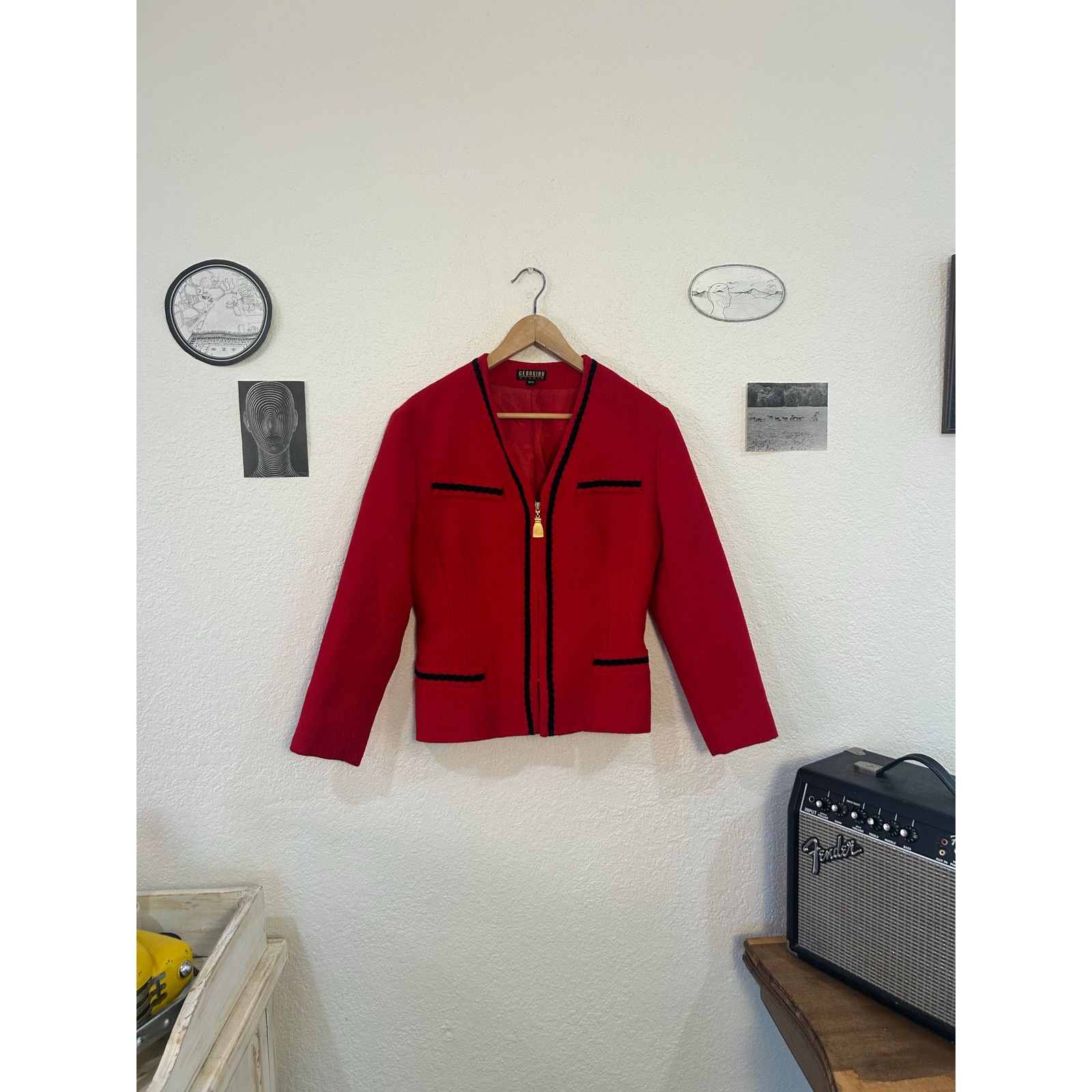 Other Vintage Georgiou Studio Red Braided Trim Jacket Women’s 10/M Size M / US 6-8 / IT 42-44 - 2 Thumbnail