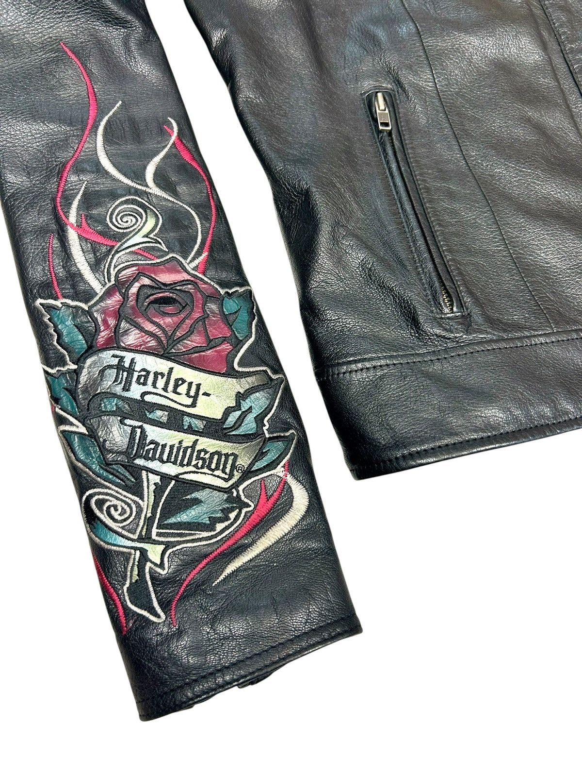 Harley Davidson Vintage Harley Davidson Black Leather Biker Y2K Jacket Size L / US 10 / IT 46 - 4 Thumbnail