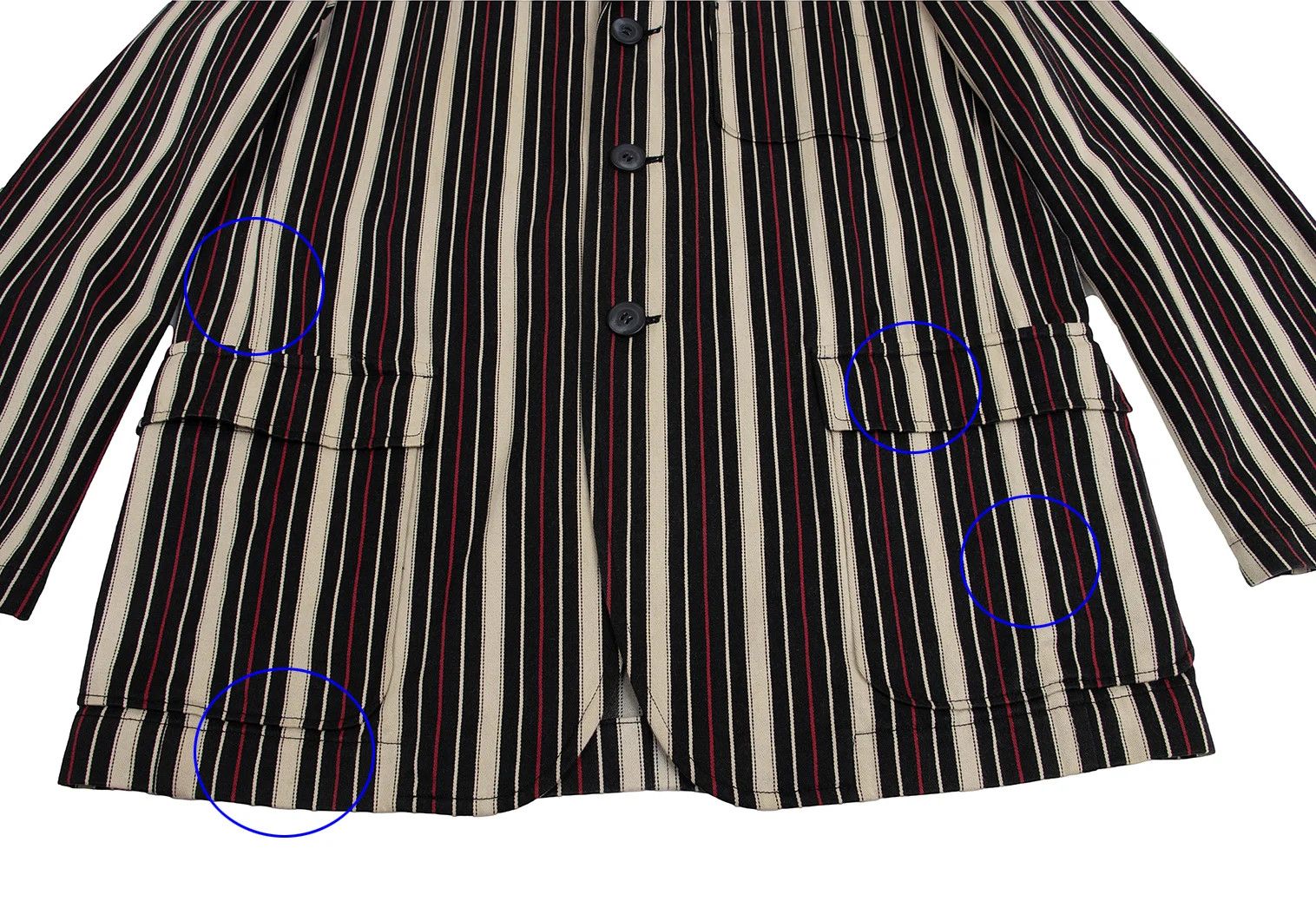 Issey Miyake Striped 3B Cotton Jacket in Black, Beige, and Red Size US XL / EU 56 / 4 - 11 Thumbnail