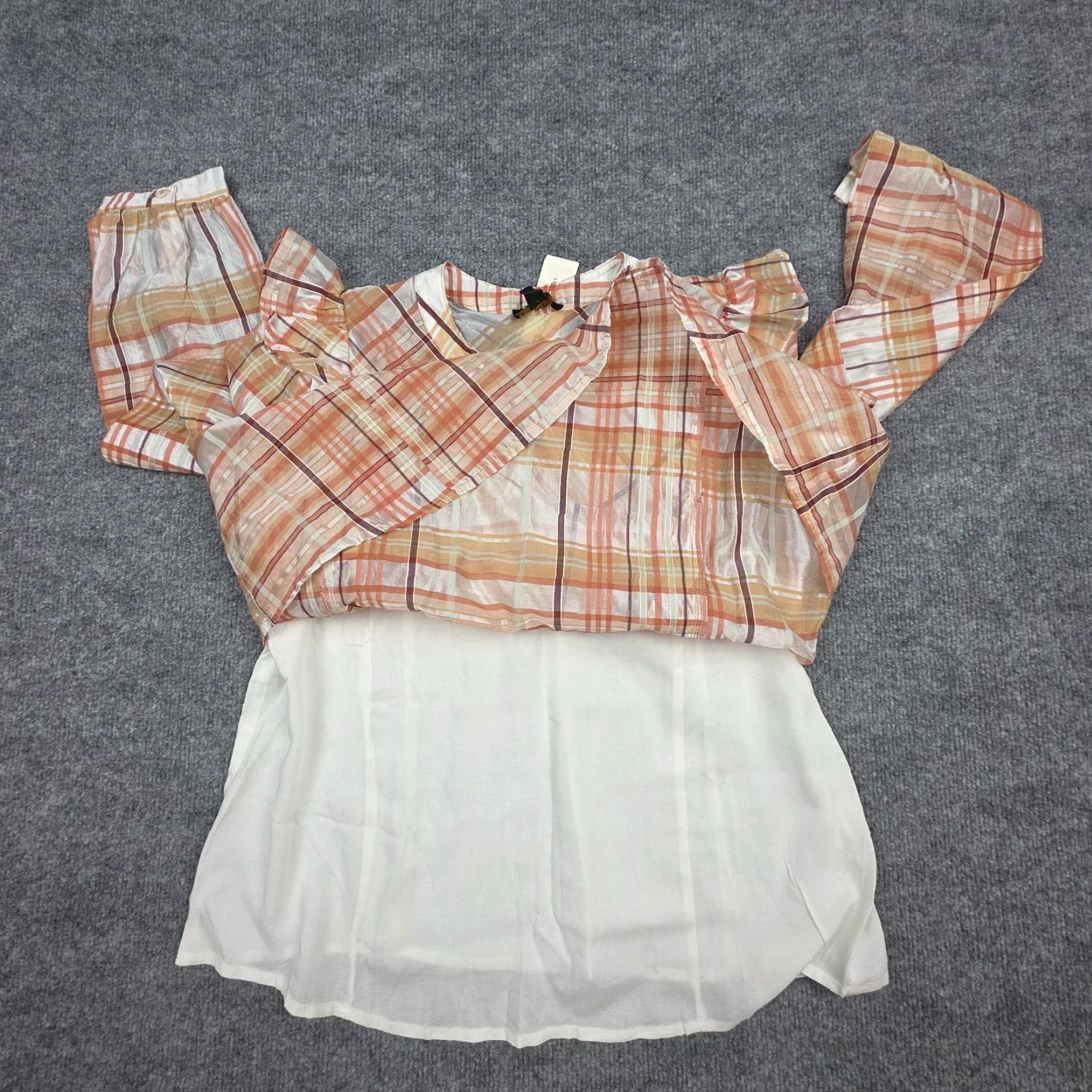 Anthropologie VINTAGE? ANTHROPOLOGIE Current Air Peasant Top Shirt Women's M Plaid Ruffled NWT Size M / US 6-8 / IT 42-44 - 4 Thumbnail