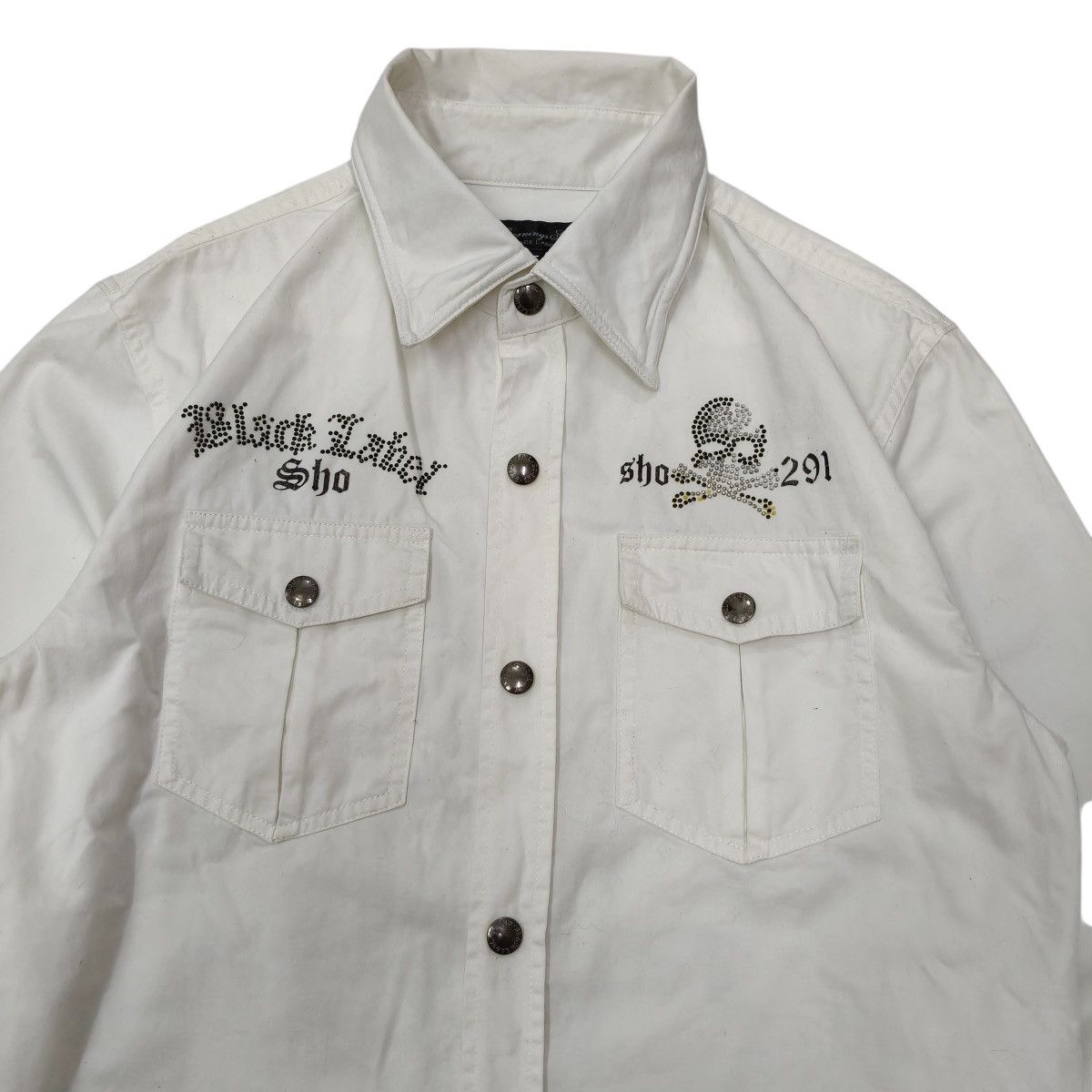 BERNINGS SHO Vintage Y2K BERNINGS-SHO Black Label Skull Shirt Button Up Size US L / EU 52-54 / 3 - 4 Thumbnail