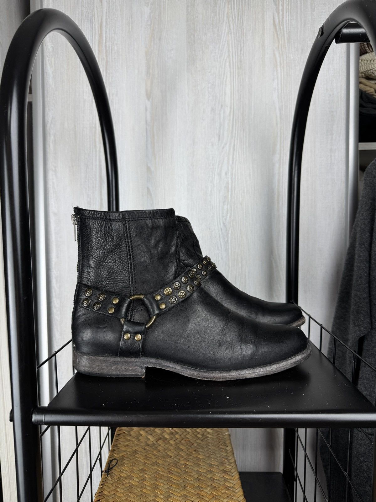 Frye Frye Phillip Studded Harness Boots Mid Calf Leather Studs 9B Size US 9 / IT 39 - 1 Thumbnail