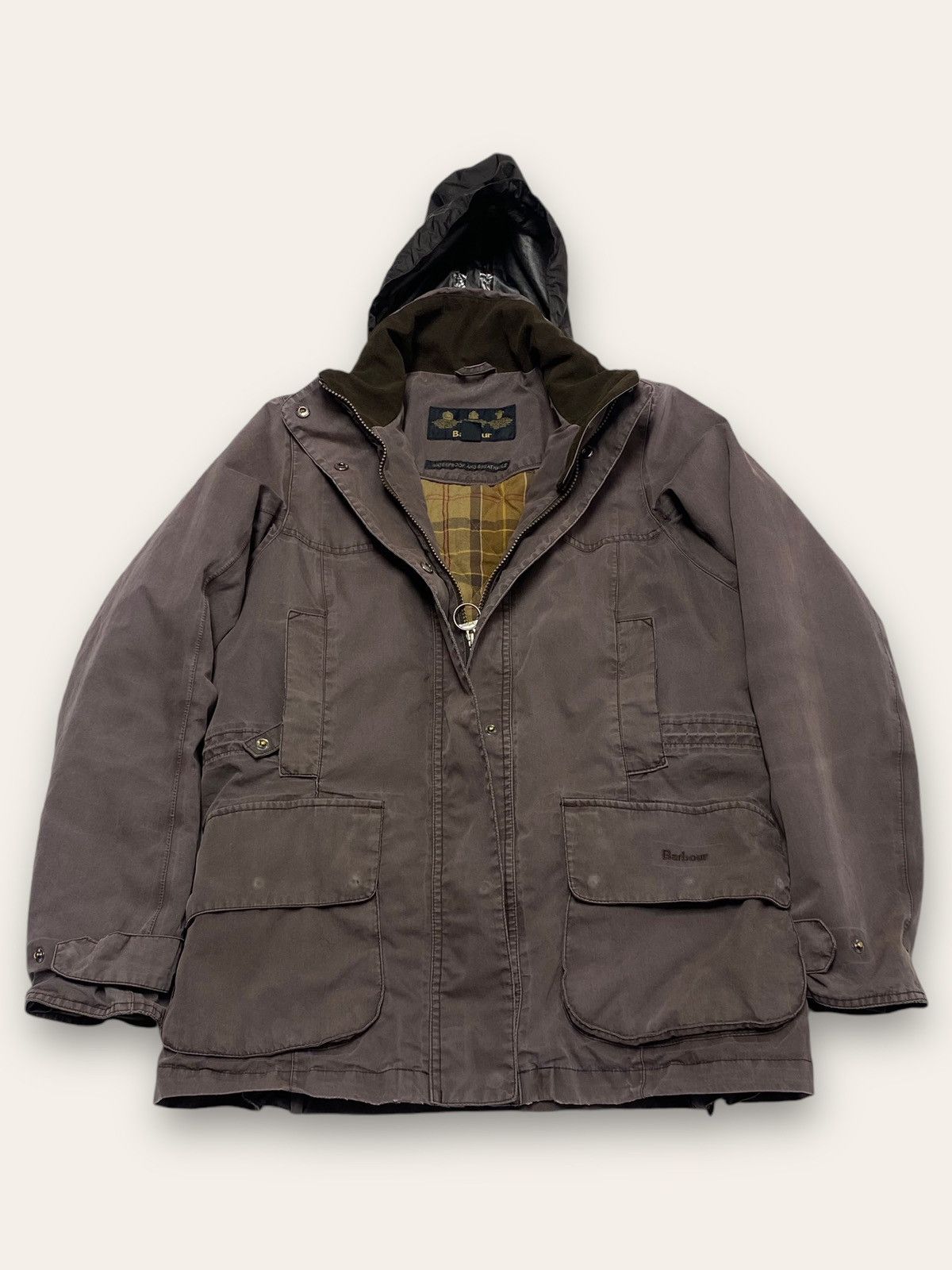 Barbour Vintage BARBOUR Faded Brown Hooded Shell Jacket Waterproof Size US M / EU 48-50 / 2 - 5 Thumbnail
