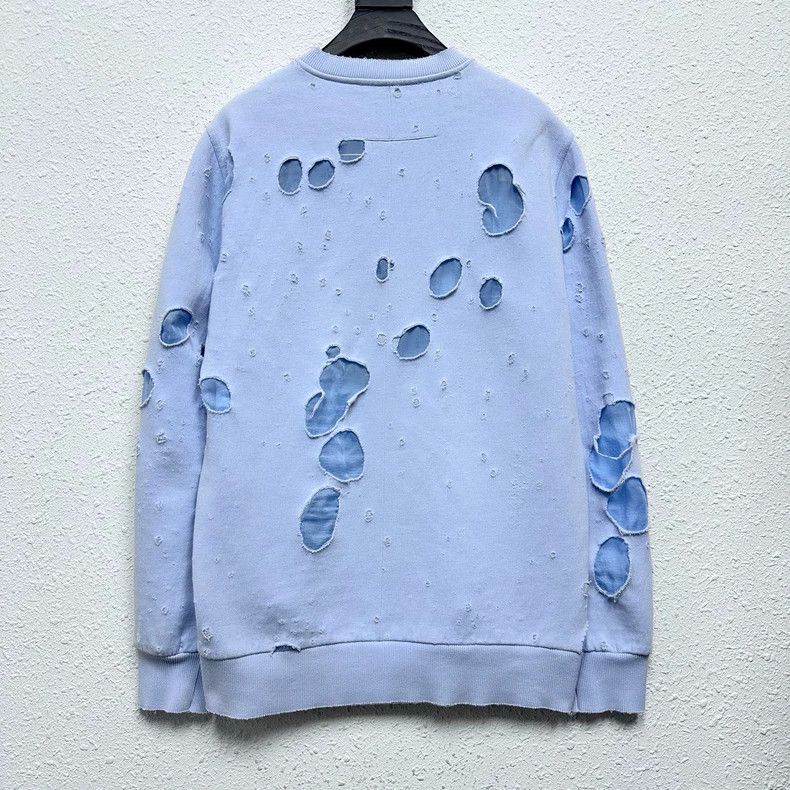 Givenchy Givenchy Ripped Foggy Blue Hoodie Size US M / EU 48-50 / 2 - 2 Thumbnail