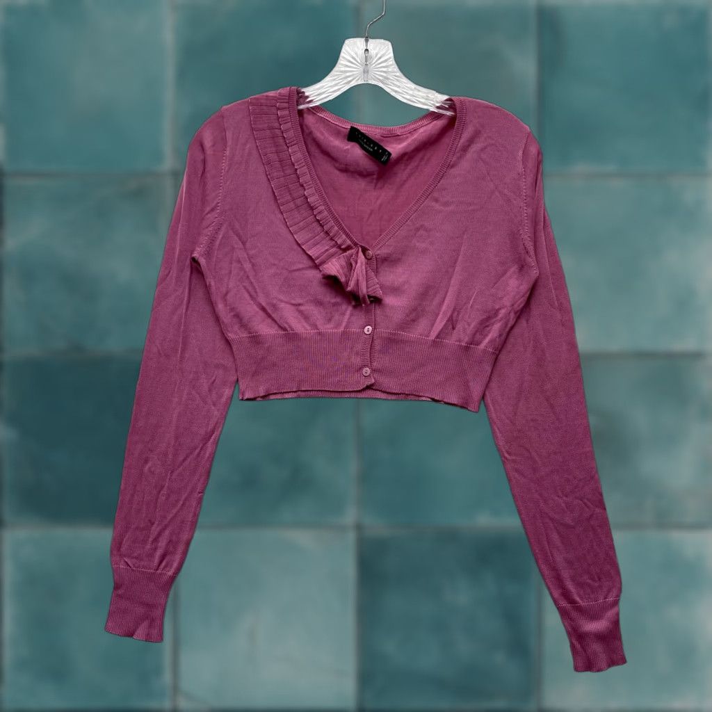 TWINSET TWINSET Cardigan Top Shirt Womens Medium Pink Silk Knit V-Neck Button Long Sleeve Fashion Italy 90s Fairy Coquette Whimsigoth Size M / US 6-8 / IT 42-44 - 1 Thumbnail