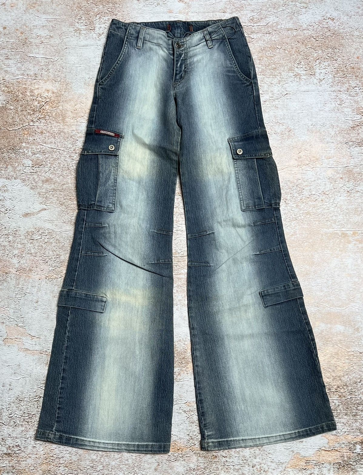 Vintage Vintage Japanese super flare cargo jeans Size 27" / US 4 / IT 40 - 1 Thumbnail