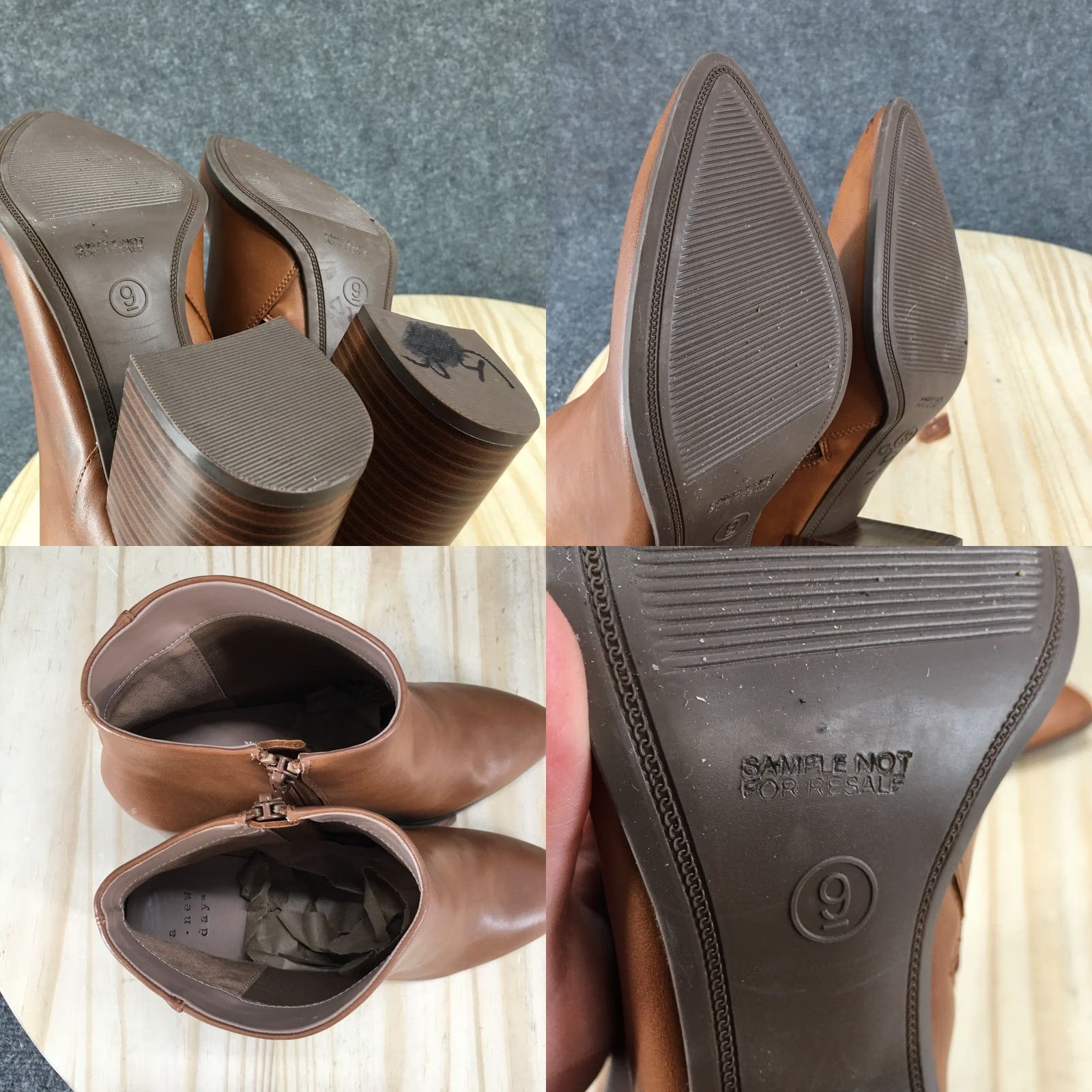 Vintage A New Day Boots Womens 9 Luella Bootie Brown Pointed Toe Ankle Top Block Heels Size M / US 6-8 / IT 42-44 - 9 Thumbnail