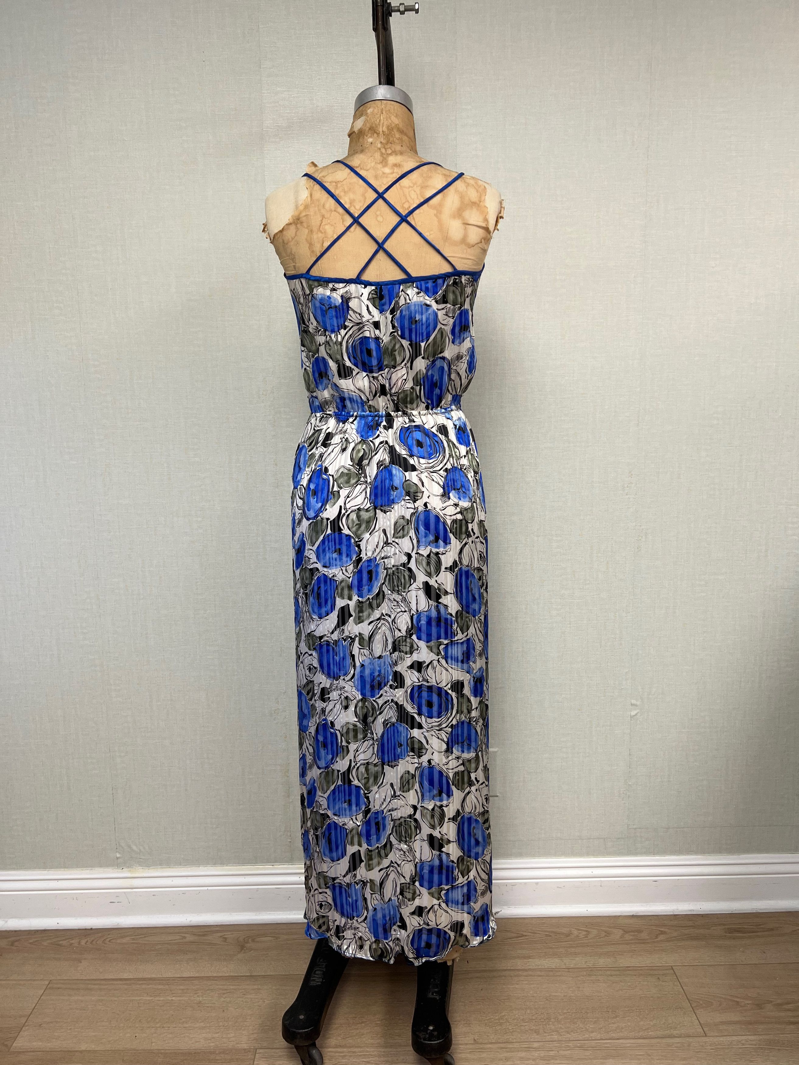 Vintage EUC Vintage 80s Sheila de Vries Silk Floral Maxi Dress Size M / US 6-8 / IT 42-44 - 6 Thumbnail