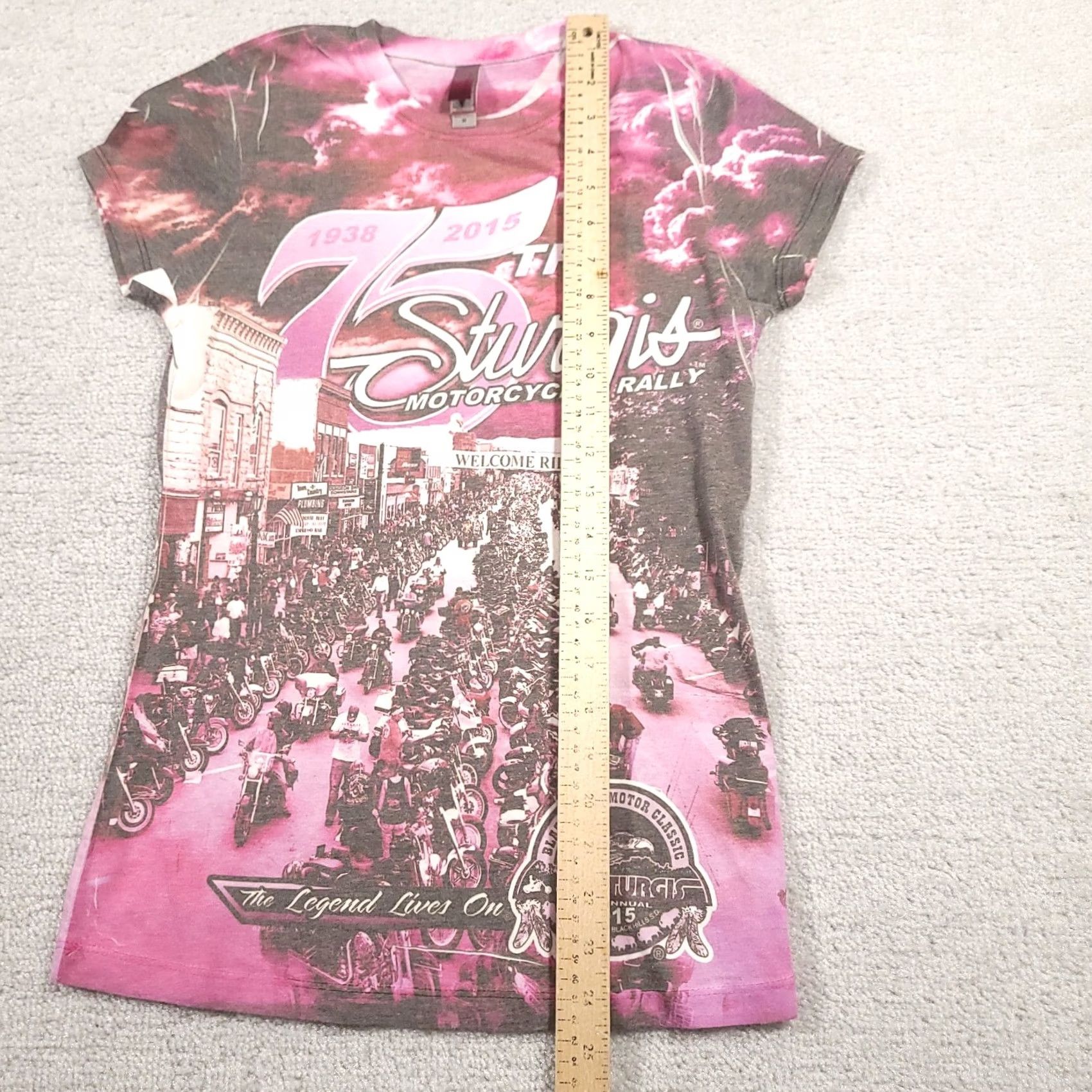 Next Level Sturgis 2015 75th Anniversary Shirt Womens M Short Sleeve Pink Motorcycle Shirt Size M / US 6-8 / IT 42-44 - 5 Thumbnail