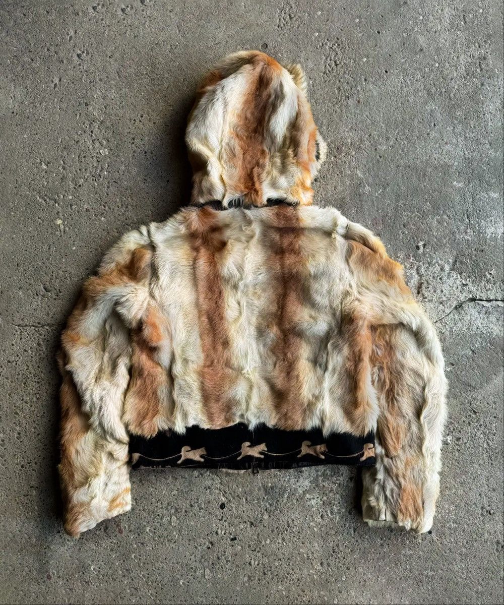PRADA Fur Jacket Hooded Calf Leather Wool Zip Bomber