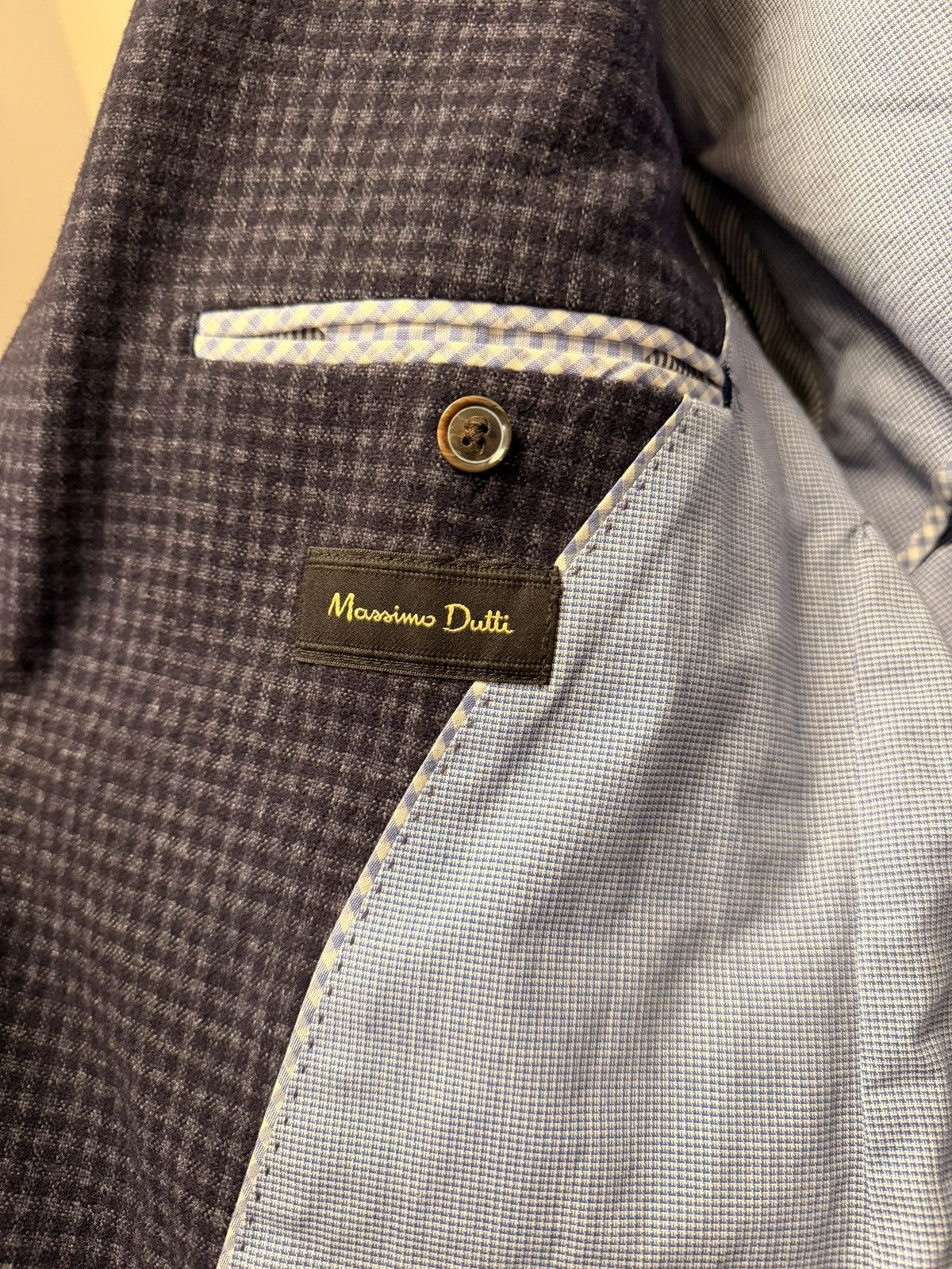 Massimo Dutti Massimo Dutti Navy Check Blazer – Tailored Fit Size 44R - 3 Thumbnail