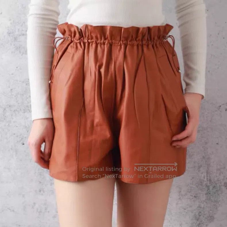 Hermes Hermes Caramel Flower Bud Leather Short Pants Size 42" / US 20 - 7 Thumbnail